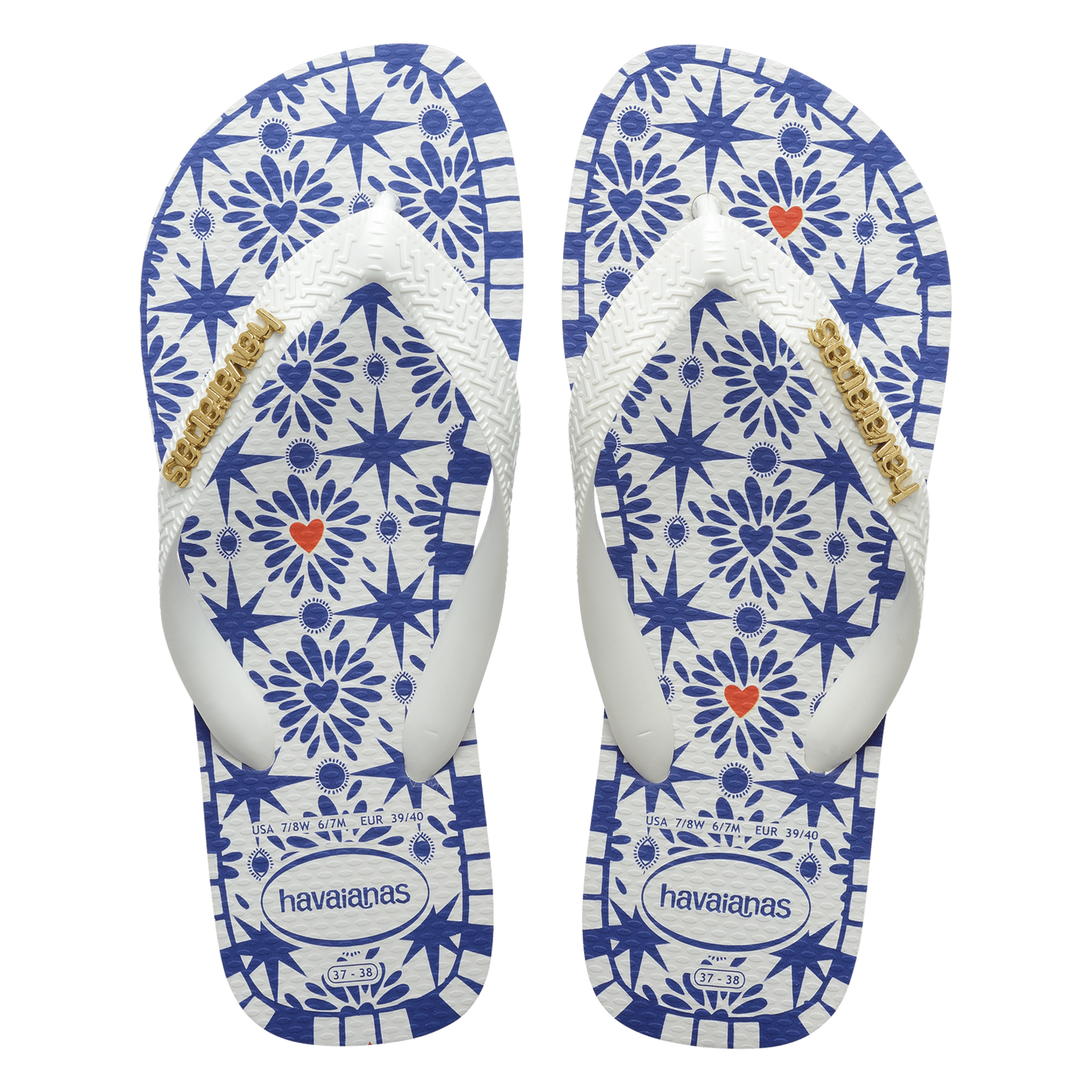 Bedruckte flache Sandalen HAVAIANAS Weiss