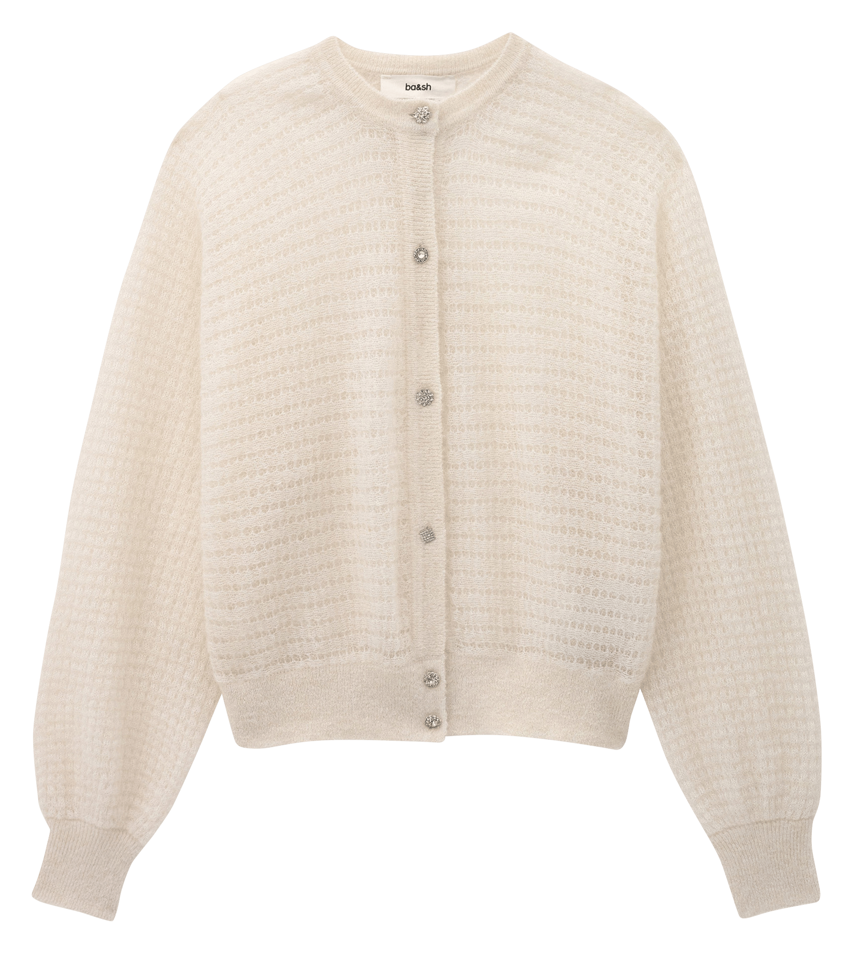 Weit geschnittene Strickjacke aus Wollmix BA&SH Beige