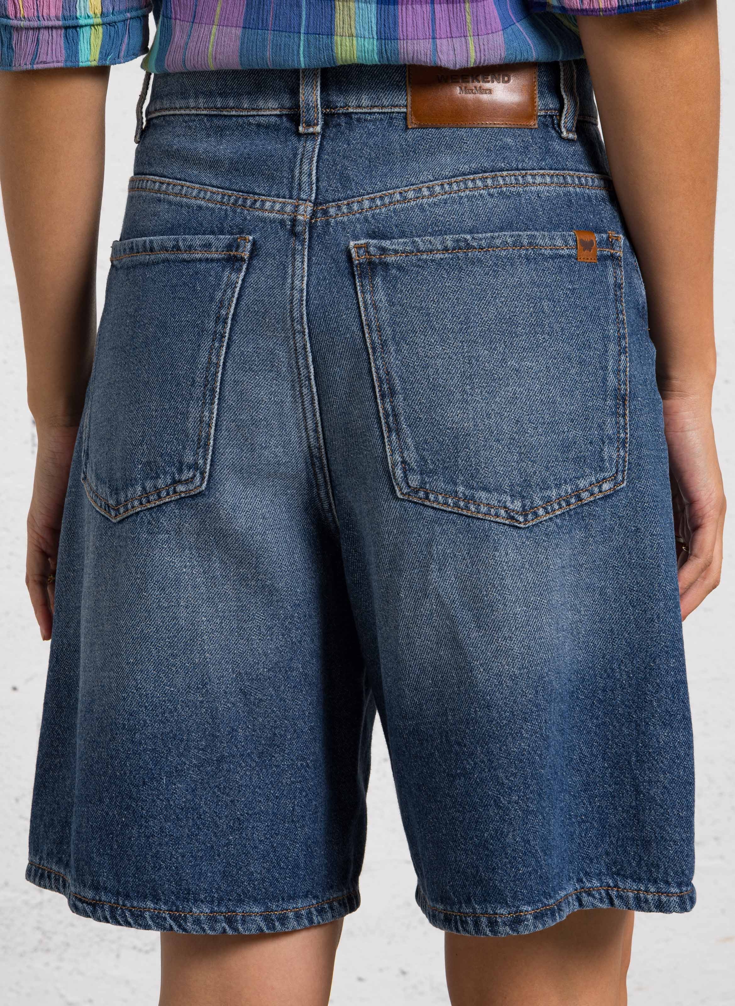 Gerade geschnittene Bermuda-Taillenshorts aus Baumwolle MAX MARA WEEK END Blau