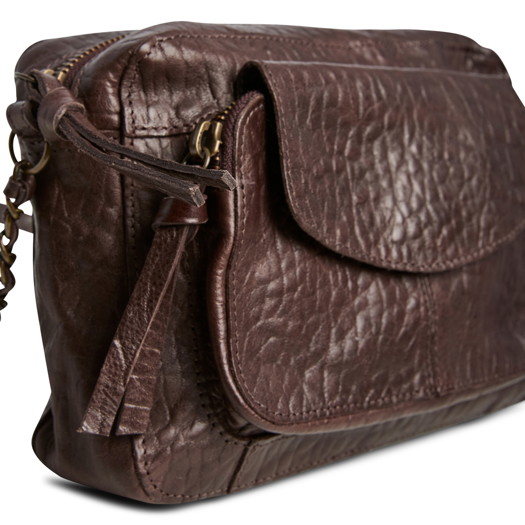 Sac bandoulière en cuir PIECES Marron