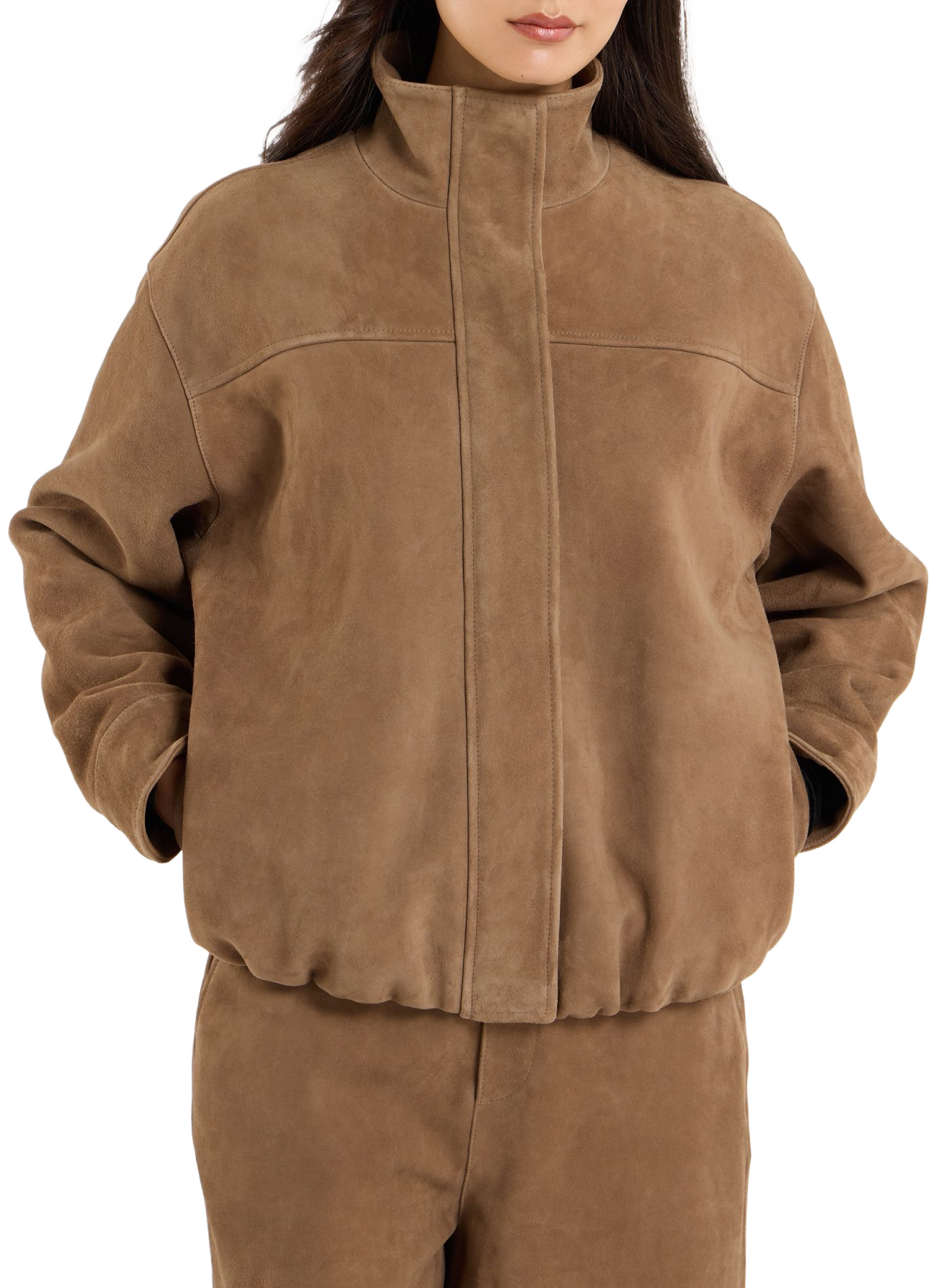 Puffy Hem Leather Badra Jacket SAISON 1865 Brown
