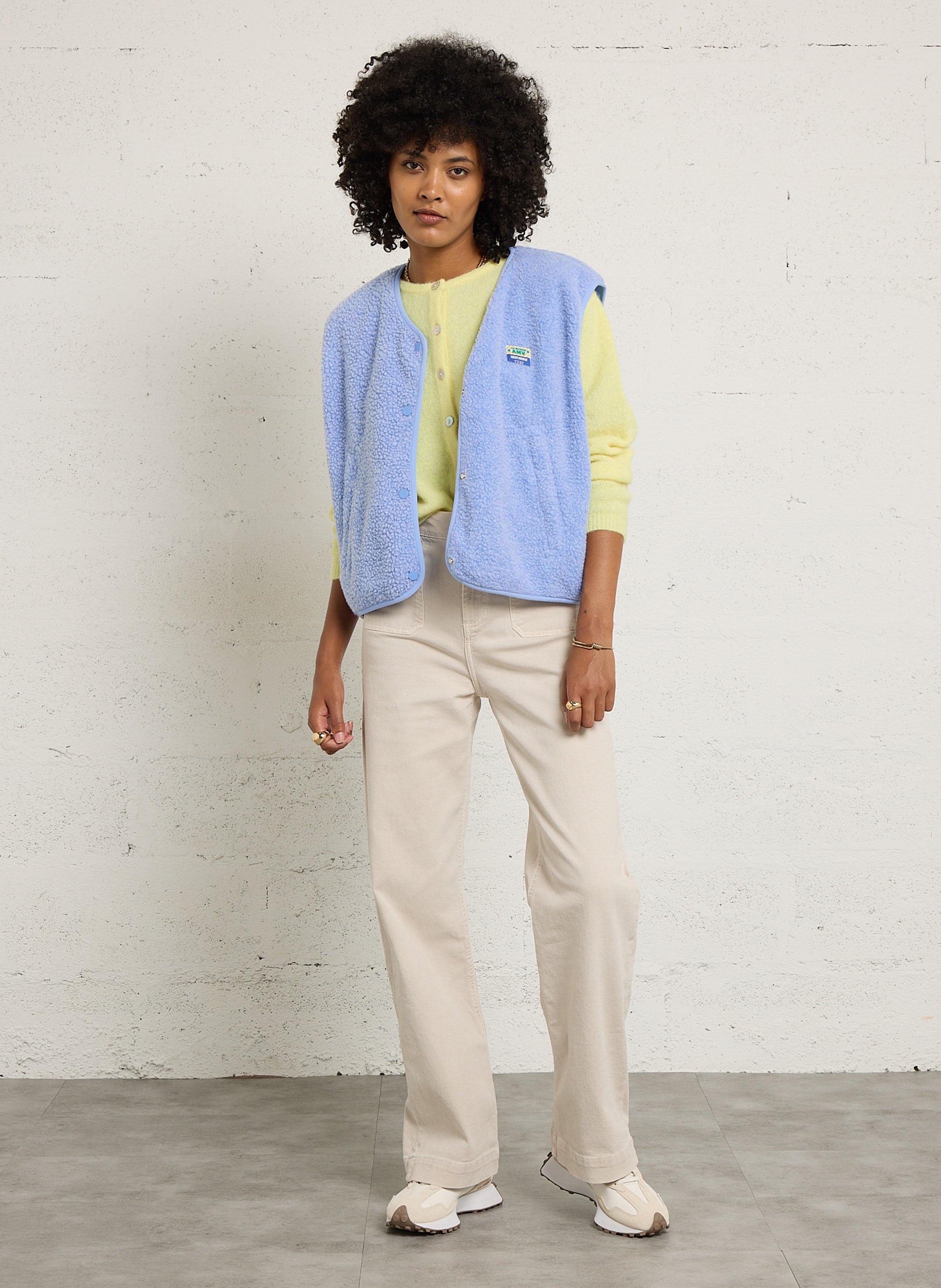 Gilet col rond molletonné sans manches AMERICAN VINTAGE Bleu