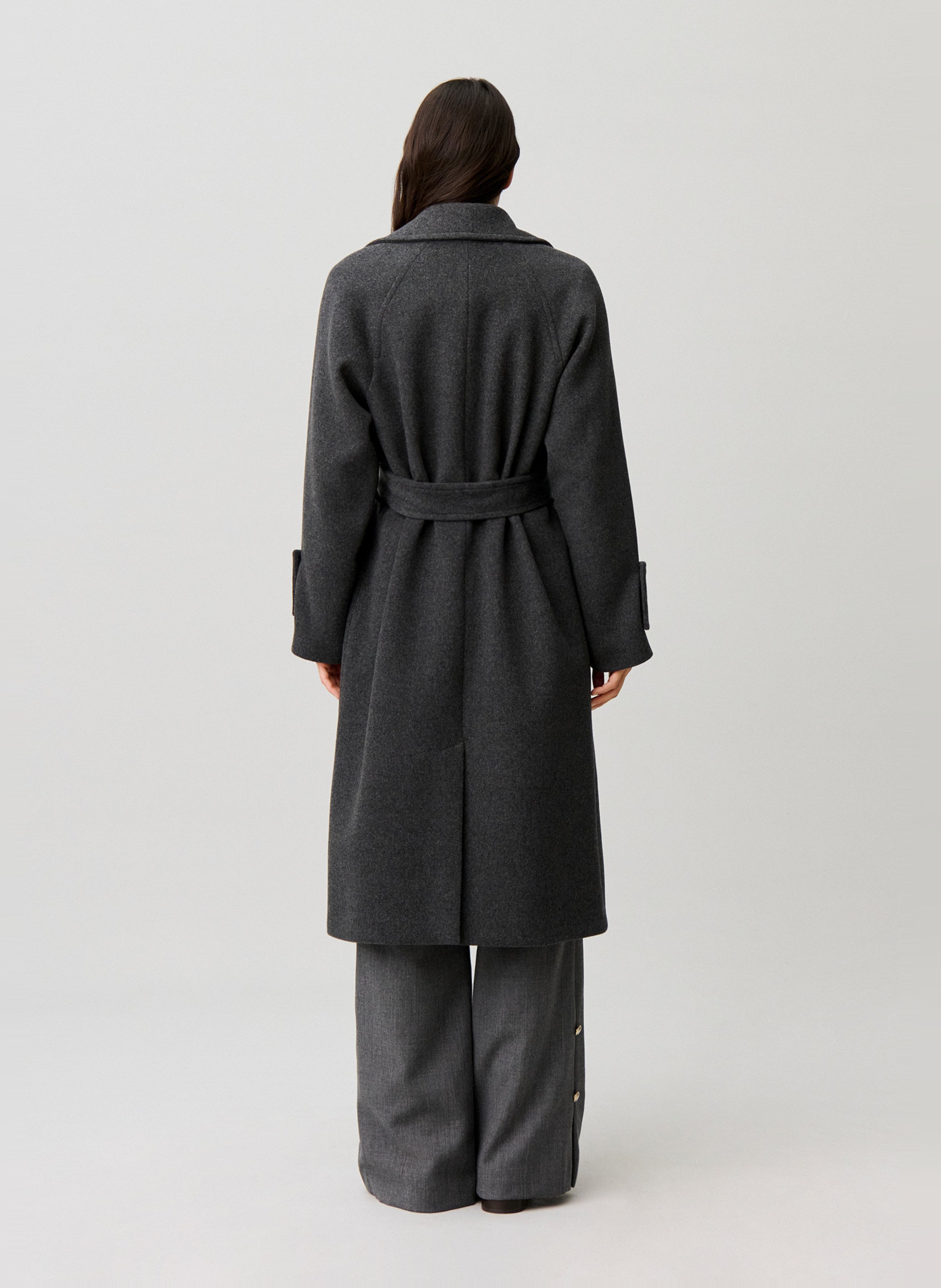 Manteau ample col tailleur en laine mélangée CLAUDIE PIERLOT Gris