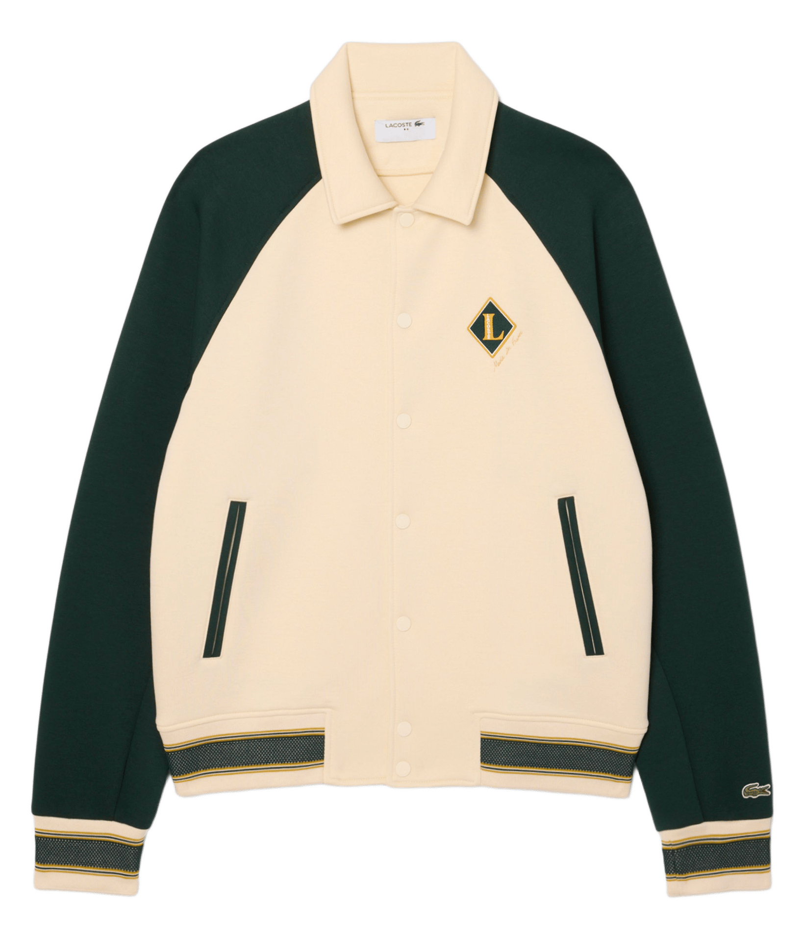 Gerade geschnittene Jacke aus Baumwoll-Mix mit klassischem Kragen LACOSTE Beige