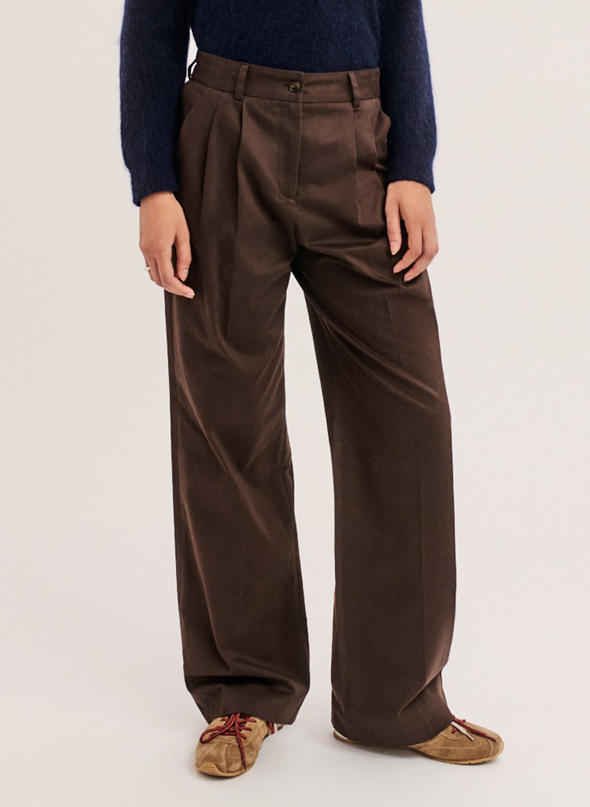 Wide-leg cotton-blend pants PABLO Brown