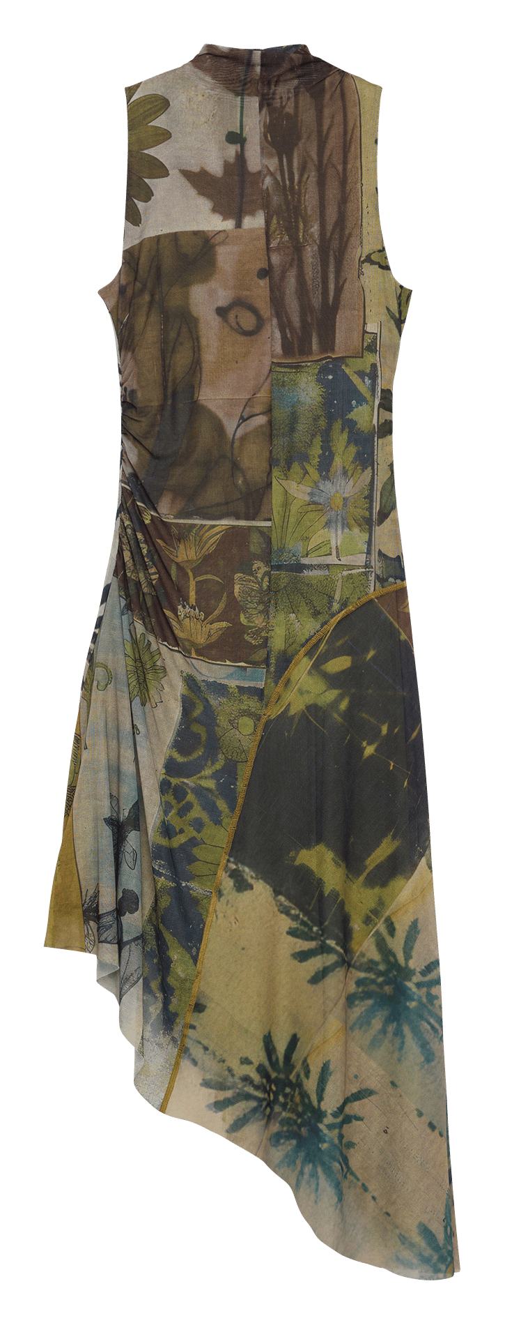 Lange asymmetrische jurk met ronde hals DESIGUAL Groen