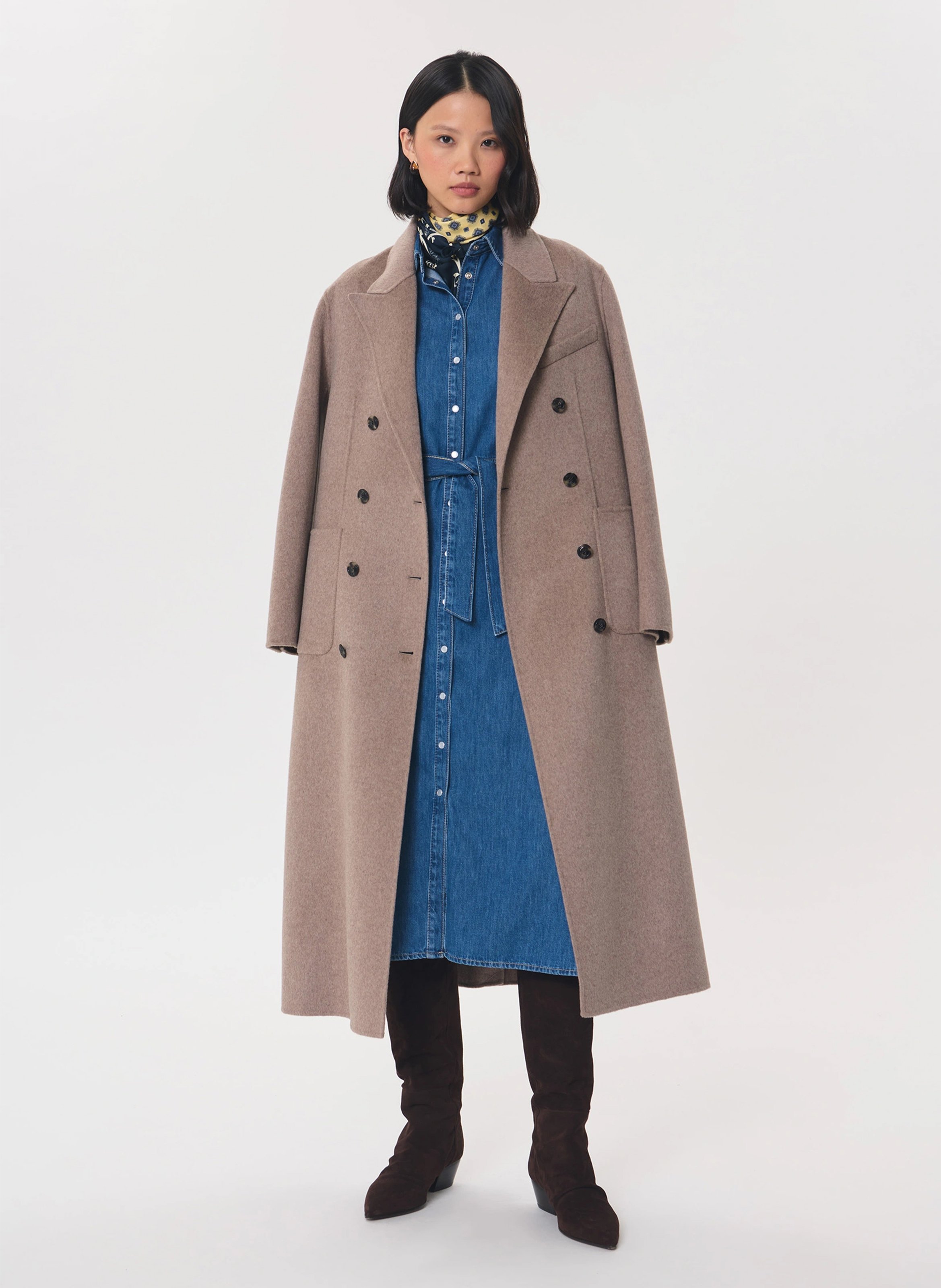 Manteau col tailleur en laine mélangée TARA JARMON Marron