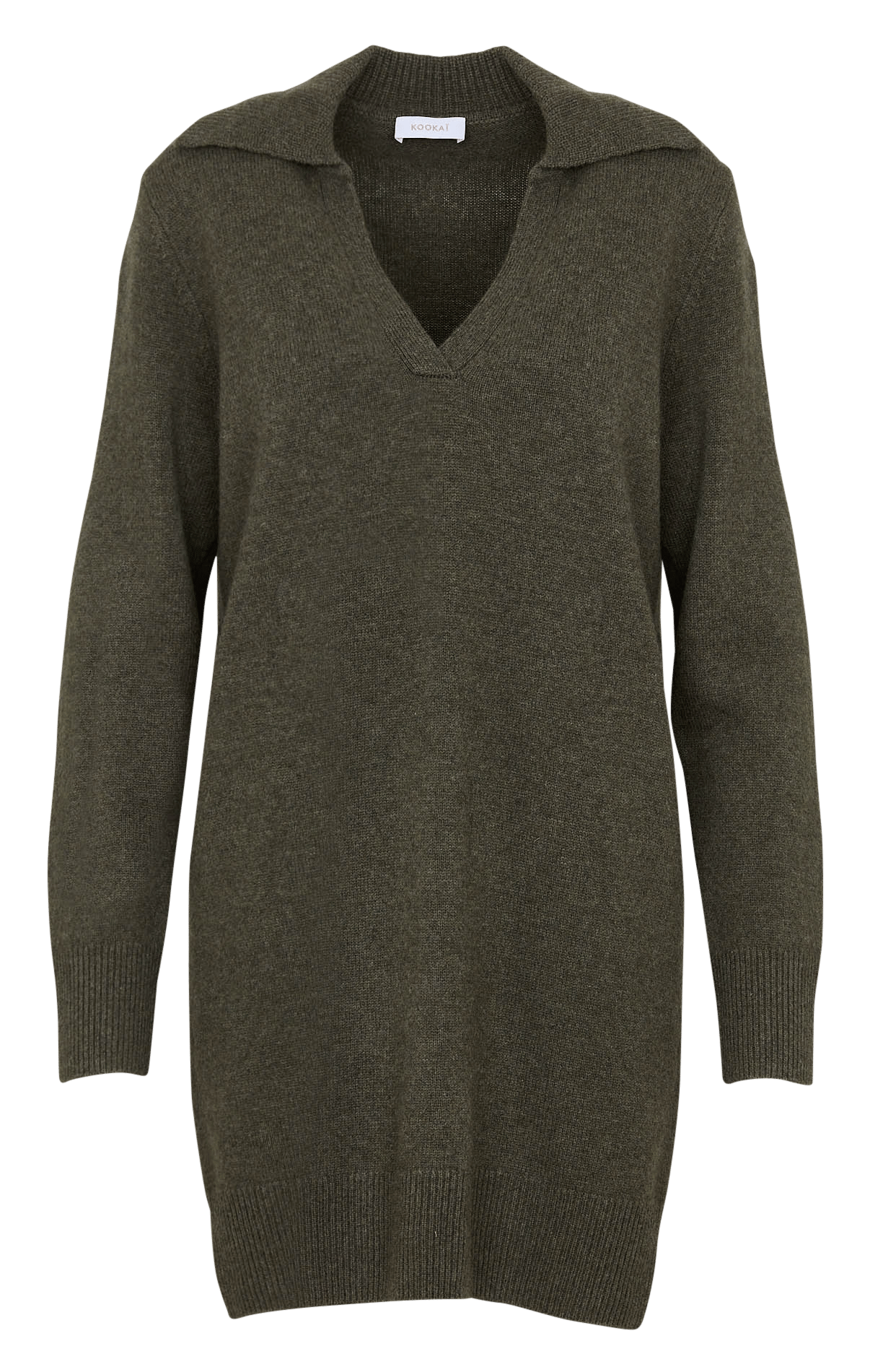 Robe courte droite en laine et cachemire KOOKAI Kaki