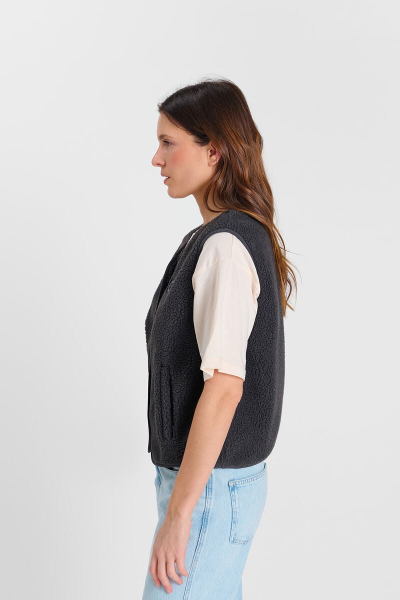 Snap-Front Sleeveless Jacket LE TEMPS DES CERISES Grey
