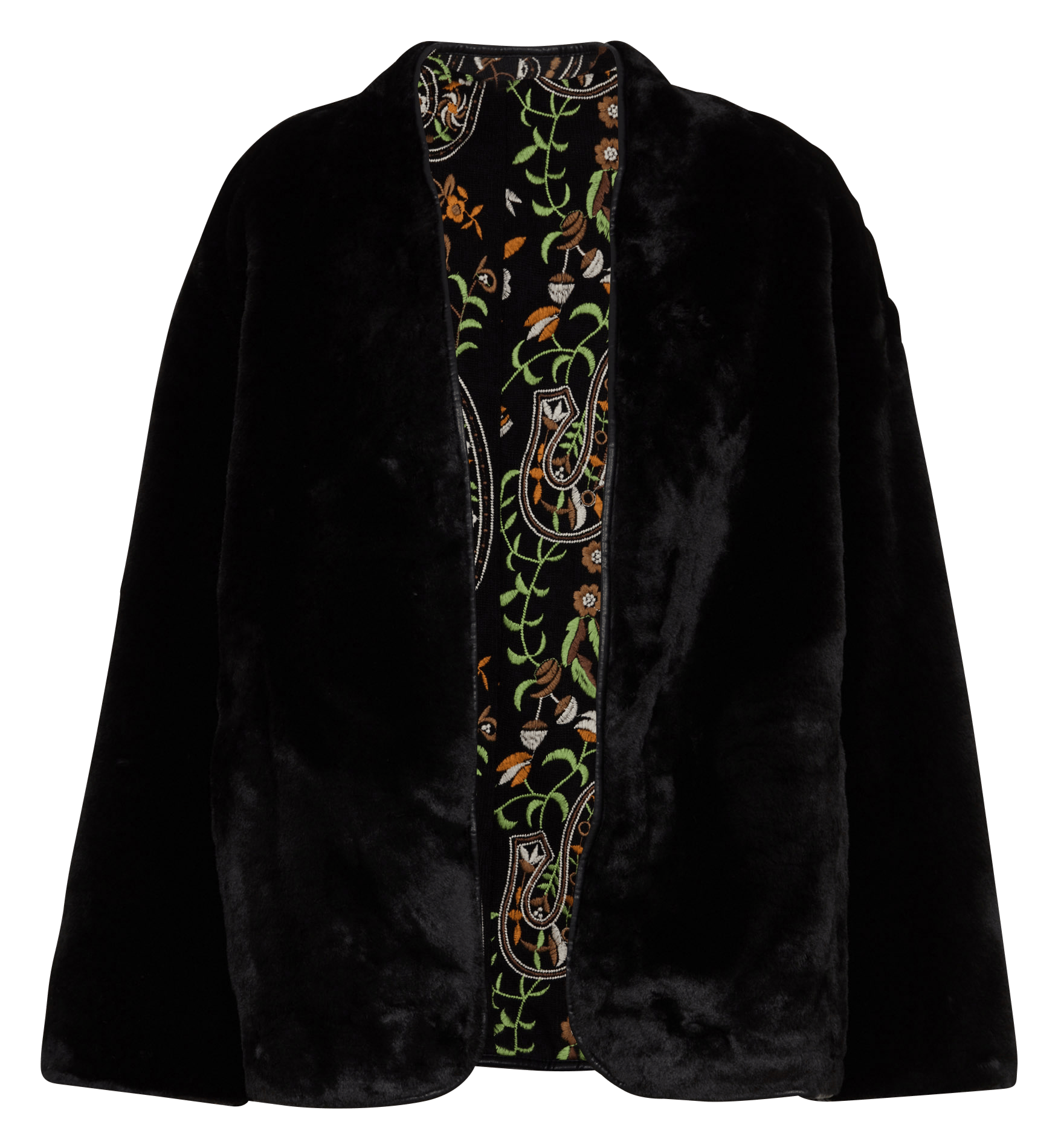 Manteau droit brodé SEE U SOON Noir