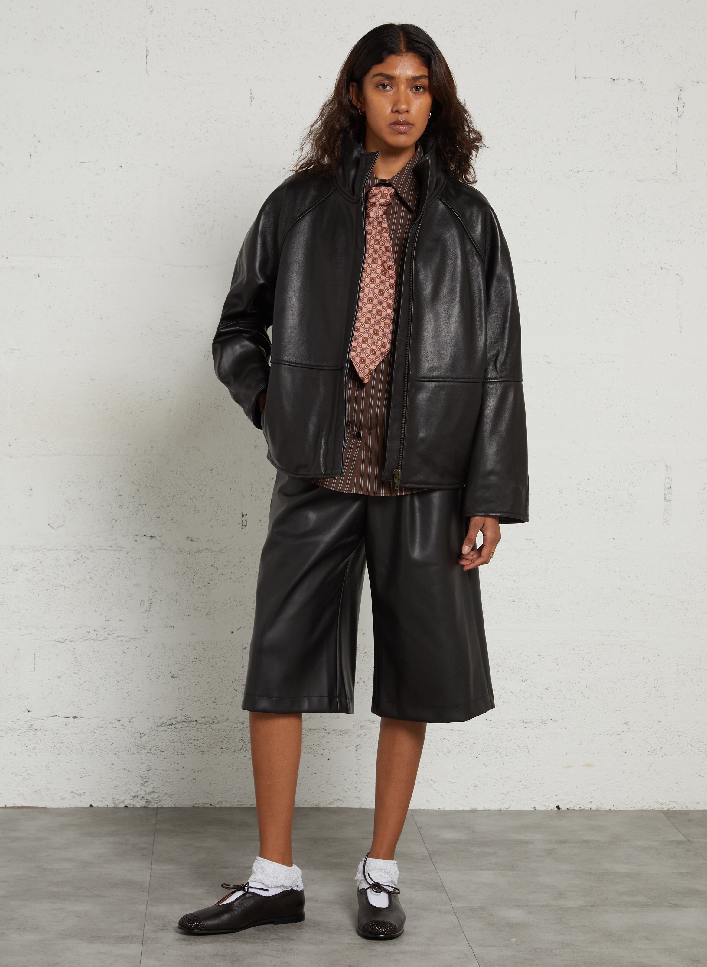 Oversize-Blouson aus Leder SOEUR Schwarz