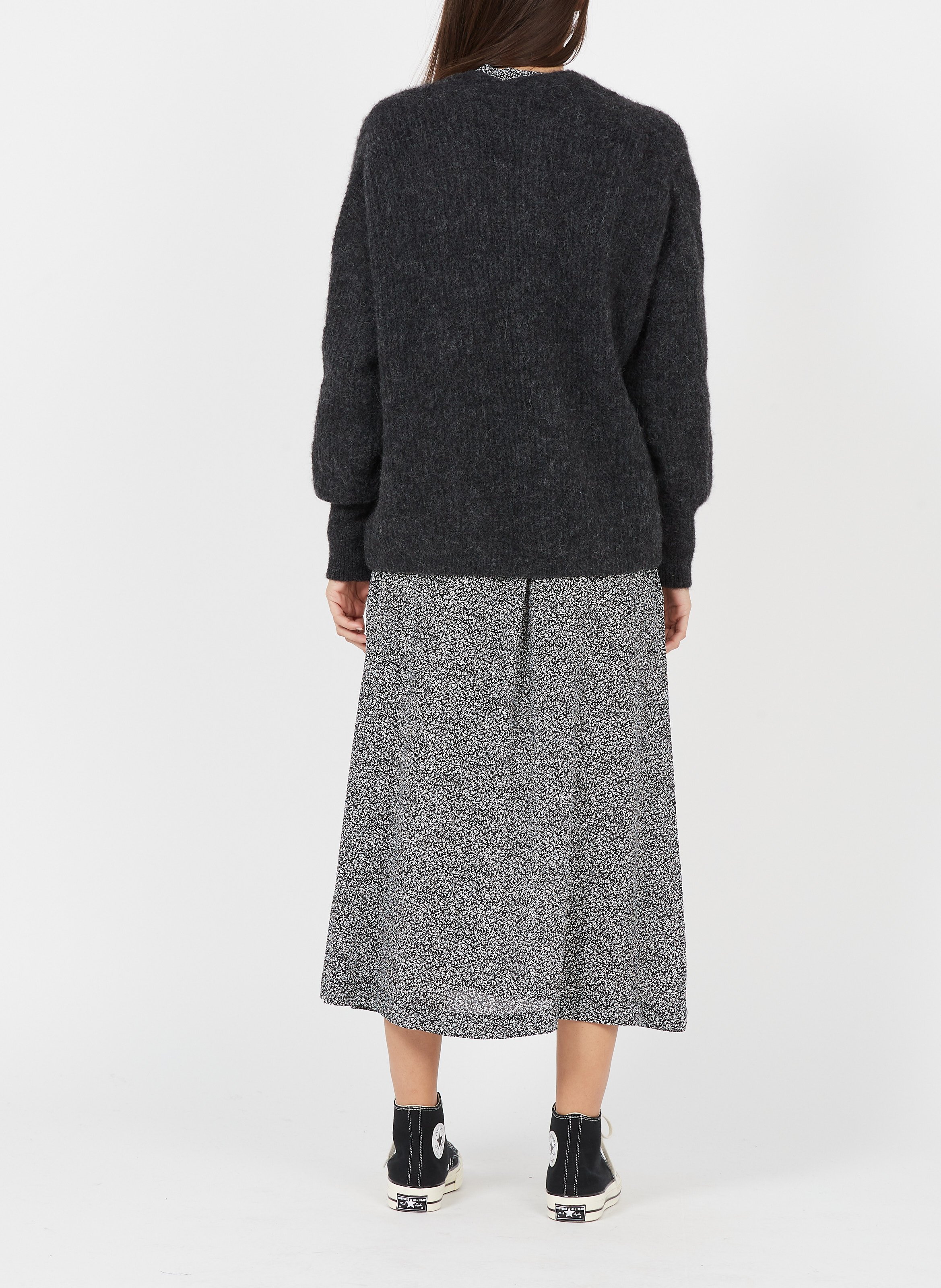 Open wool and alpaca blend cardigan Grey