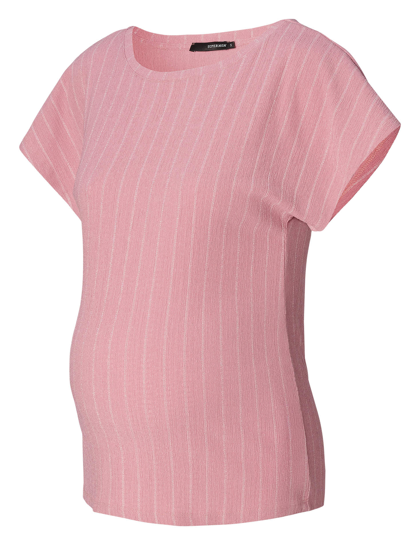 Tee-shirt col rond à rayures Rose