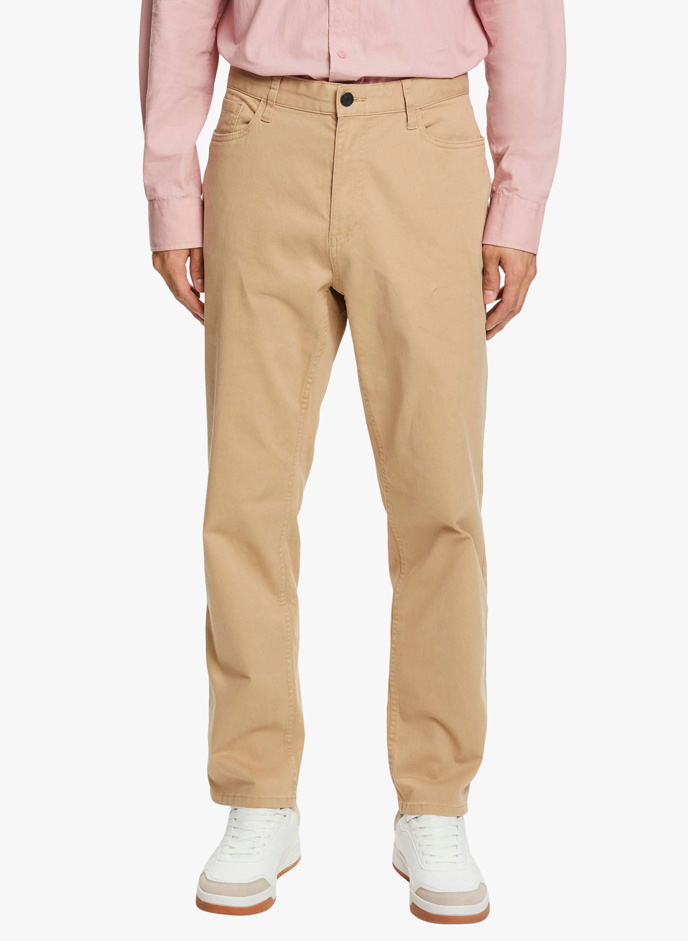 Pantalon Droit En Coton Bio M lang Beige Esprit Homme Place