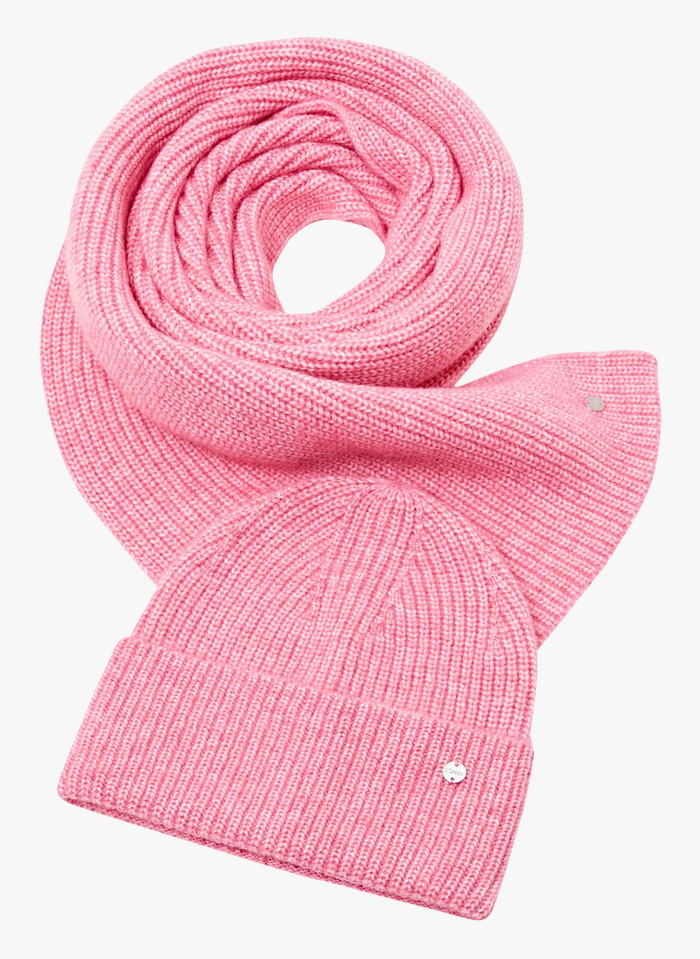 Ensemble Bonnet Et écharpe En Maille Côtelée Pink Fuchsia Esprit