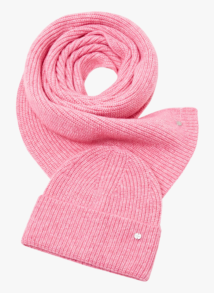 Ensemble Bonnet Et écharpe En Maille Côtelée Pink Fuchsia Esprit