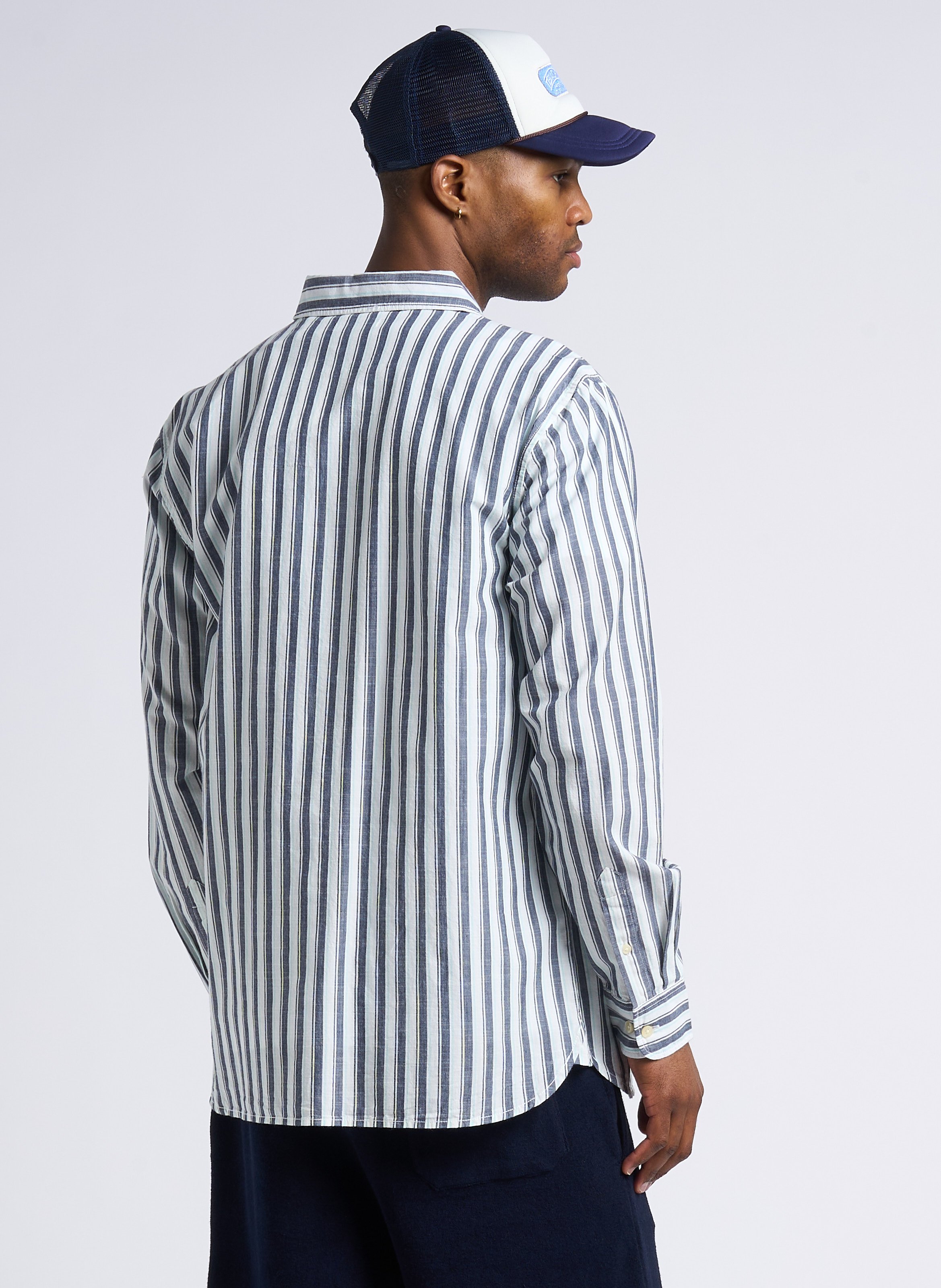 Chemise droite col classique en coton bio KNOWLEDGE COTTON APPAREL Bleu