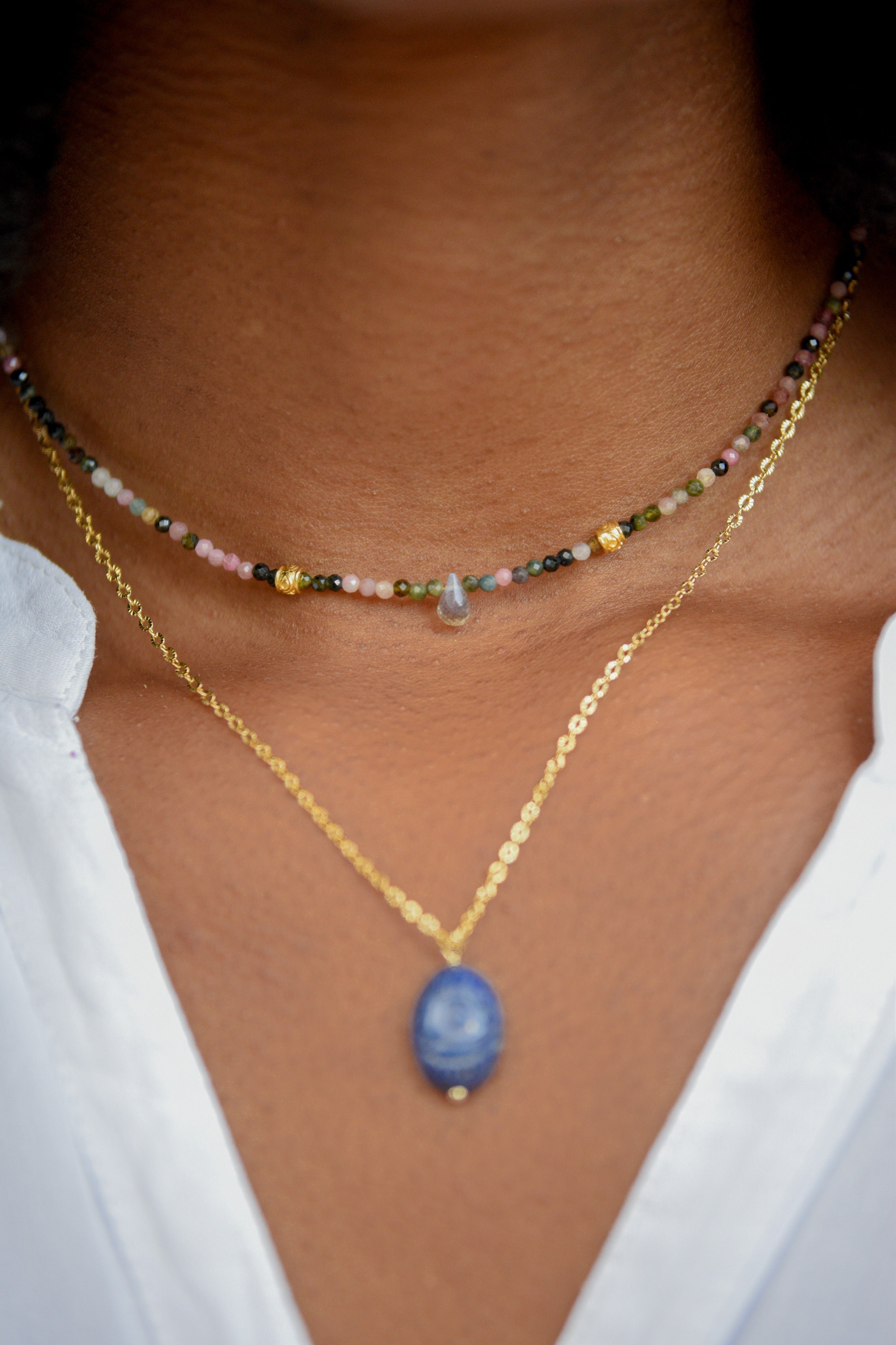 Indian agate necklace GINANDGER Green