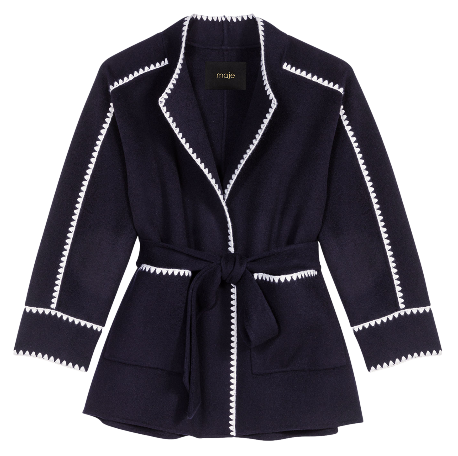 Veste col montant en laine mélangée MAJE Bleu