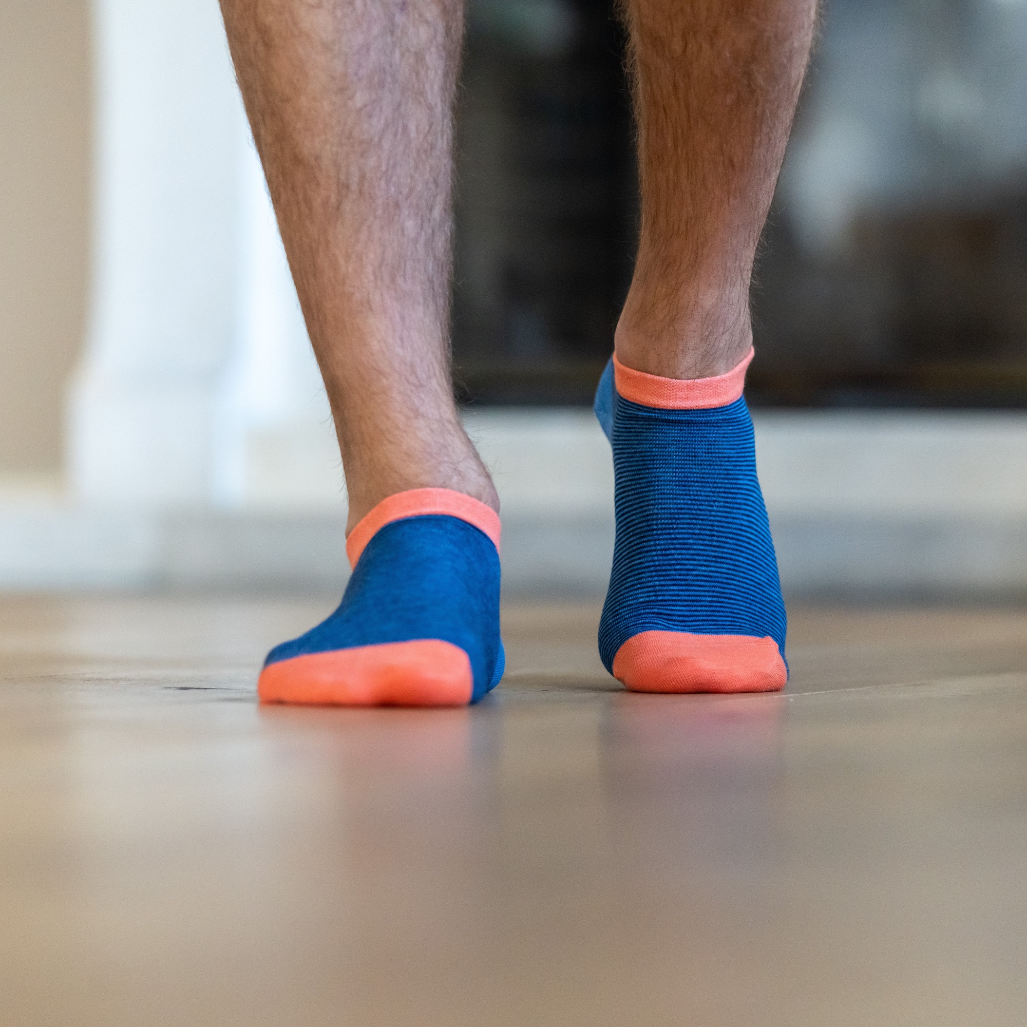 Striped combed cotton ankle socks BILLYBELT Blue