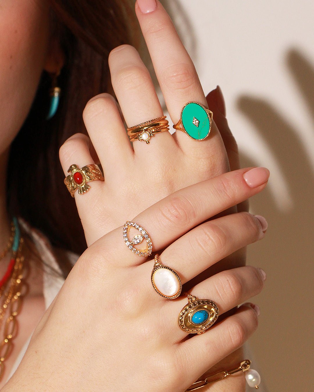 Bague plaqué or kate NILAI Blue