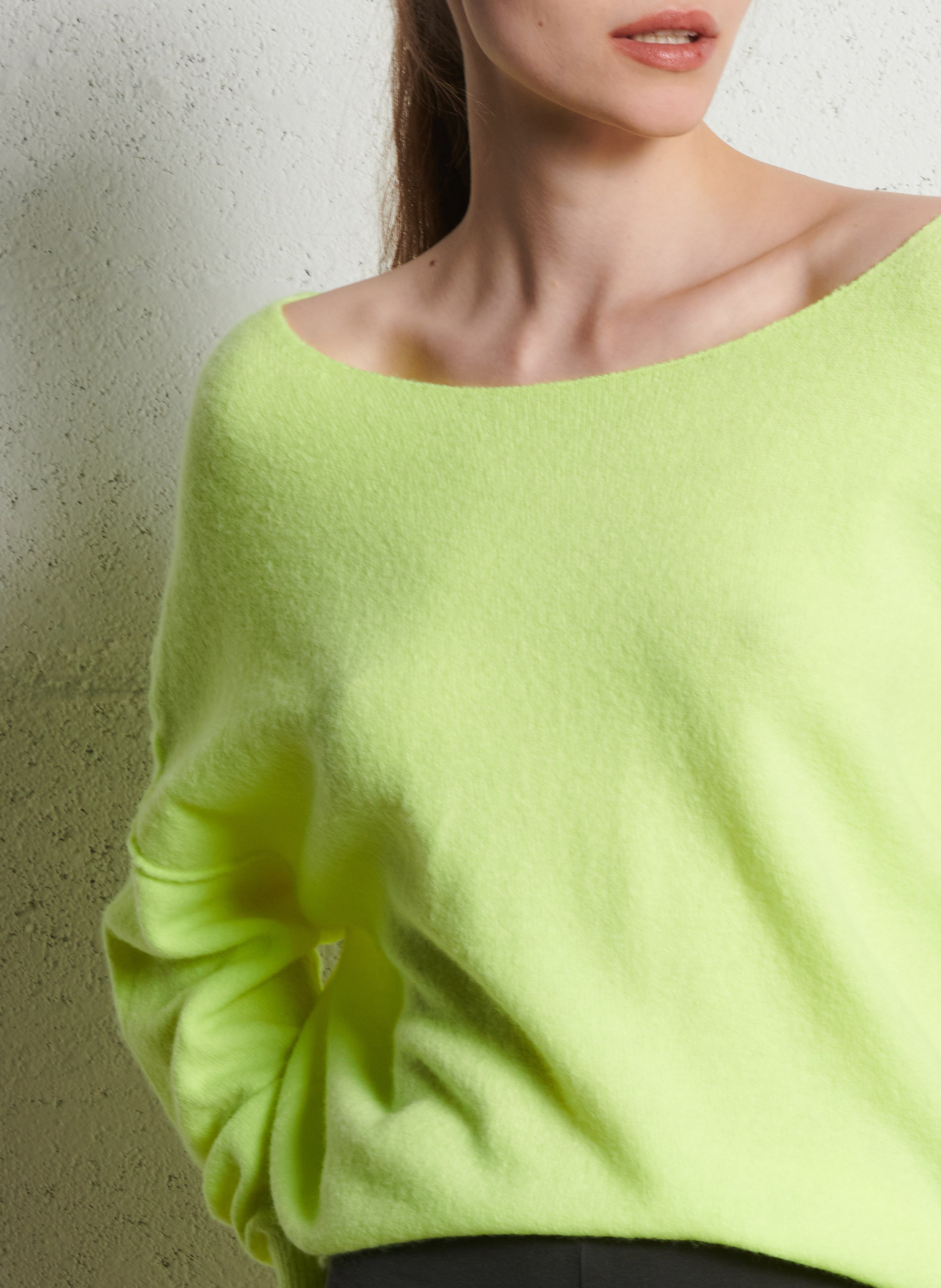 Wool-blend boat-neck jumper Yellow