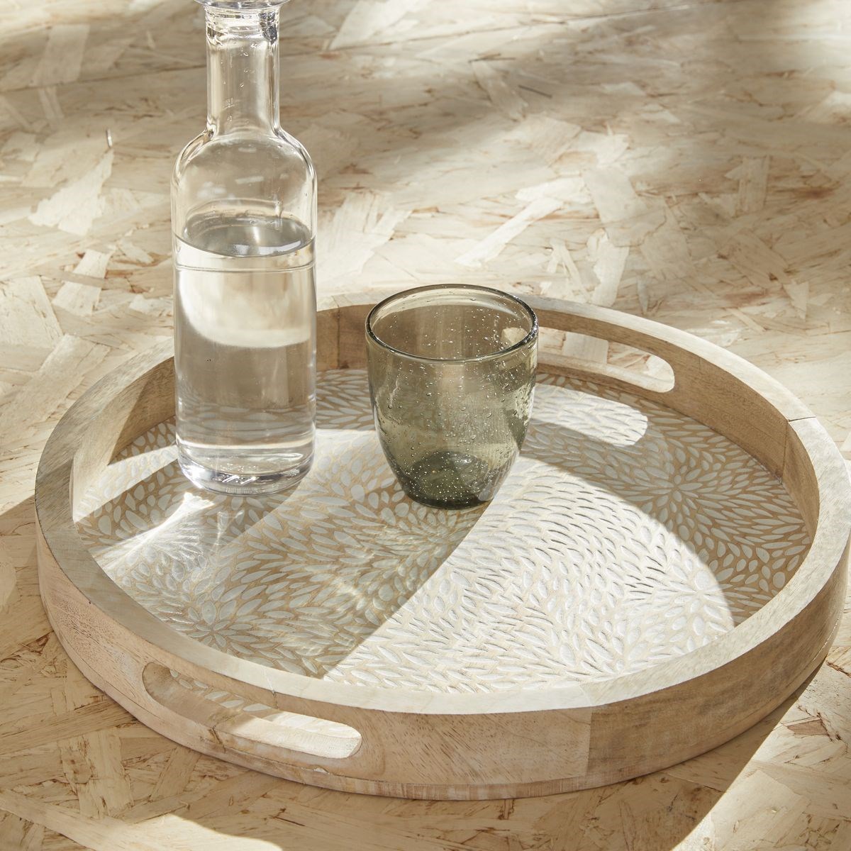 Lot de 2 plateaux arrondis en bois FACTORY Beige