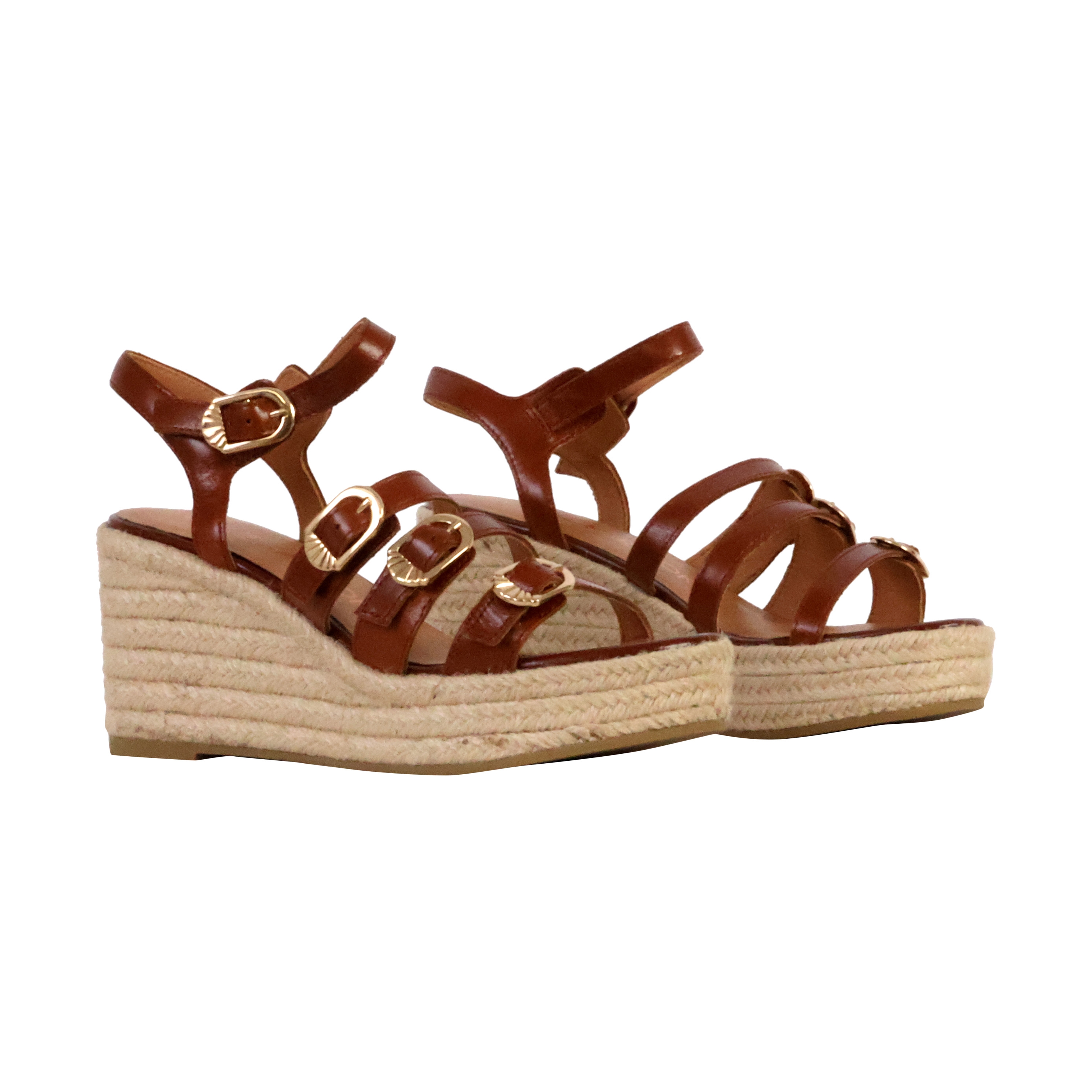Leather wedge sandals Talia EMILIE KARSTON Brown