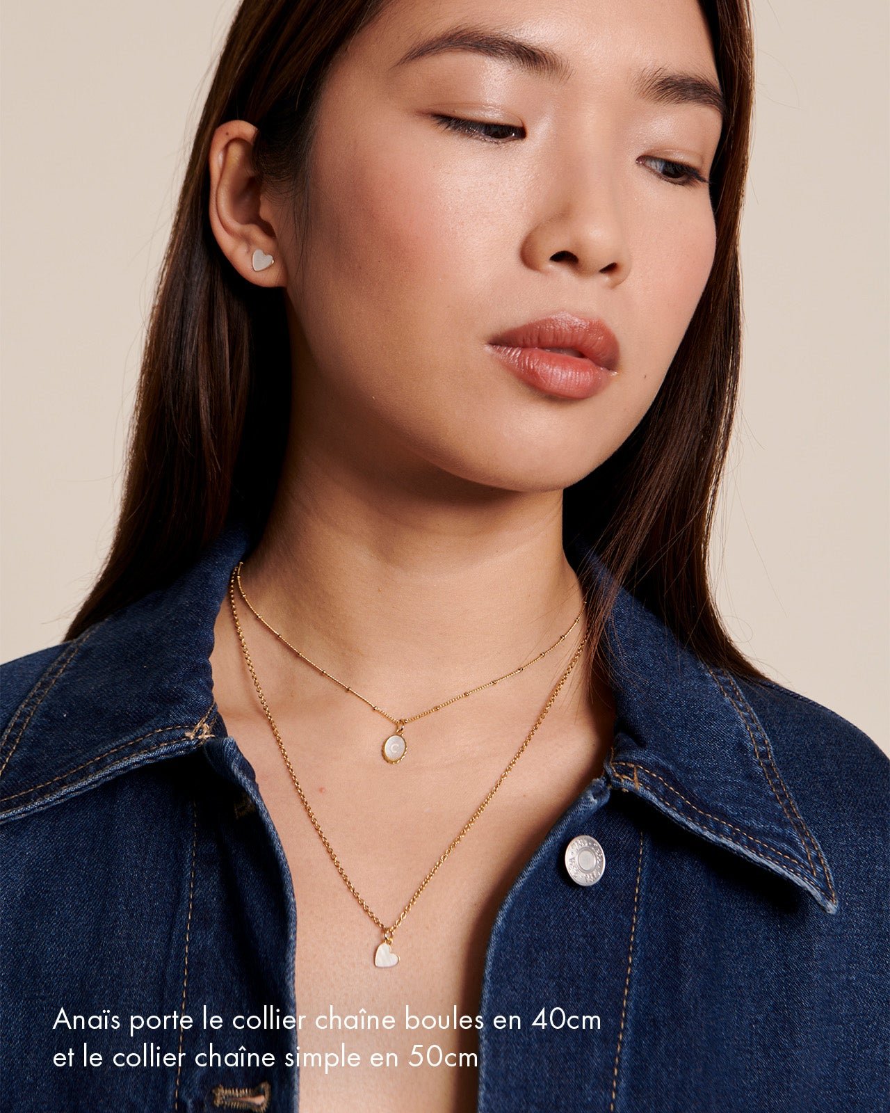 The simple gold chain necklace plated with 24-carat fine gold EMOI EMOI Golden