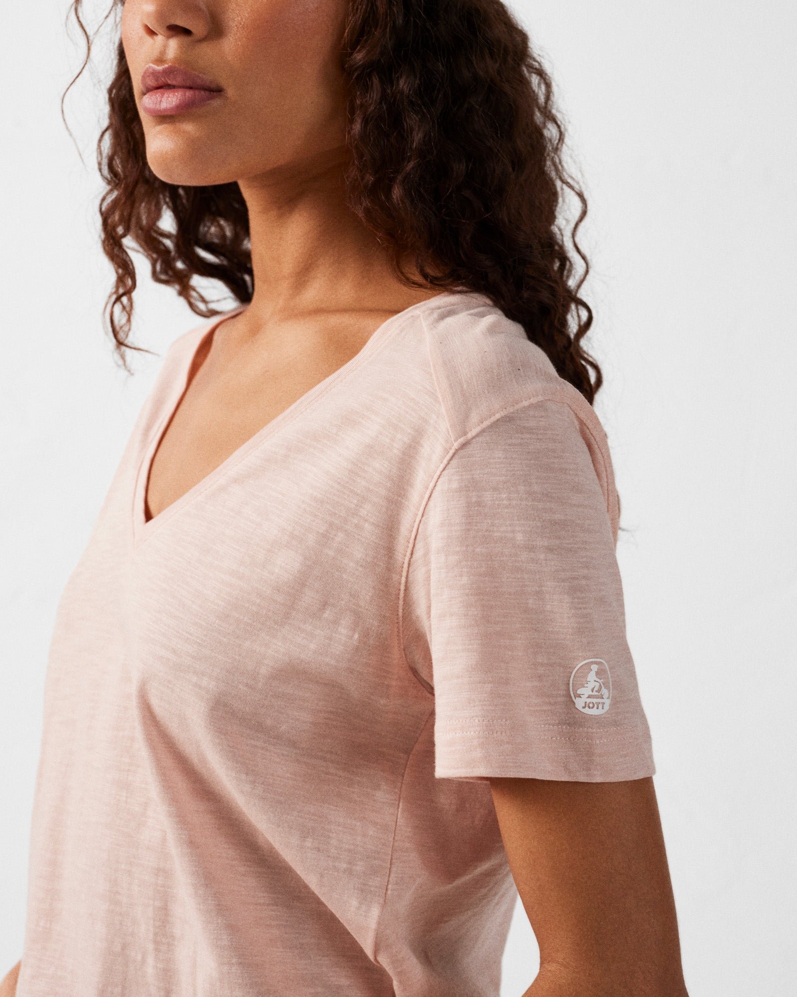 Women's V-neck cotton T-shirt Sonia JOTT Pink