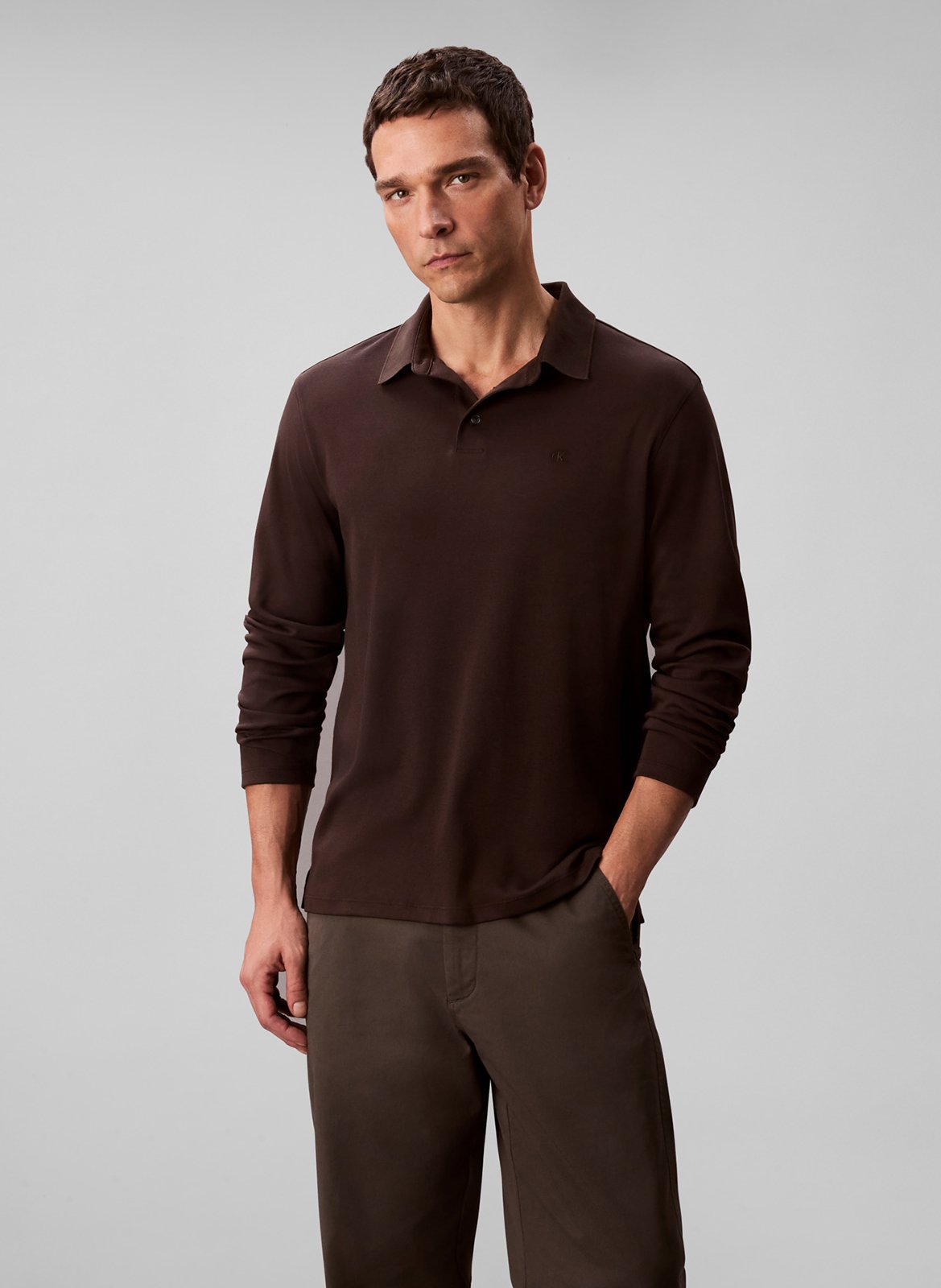 Polo droit en coton CALVIN KLEIN Gris