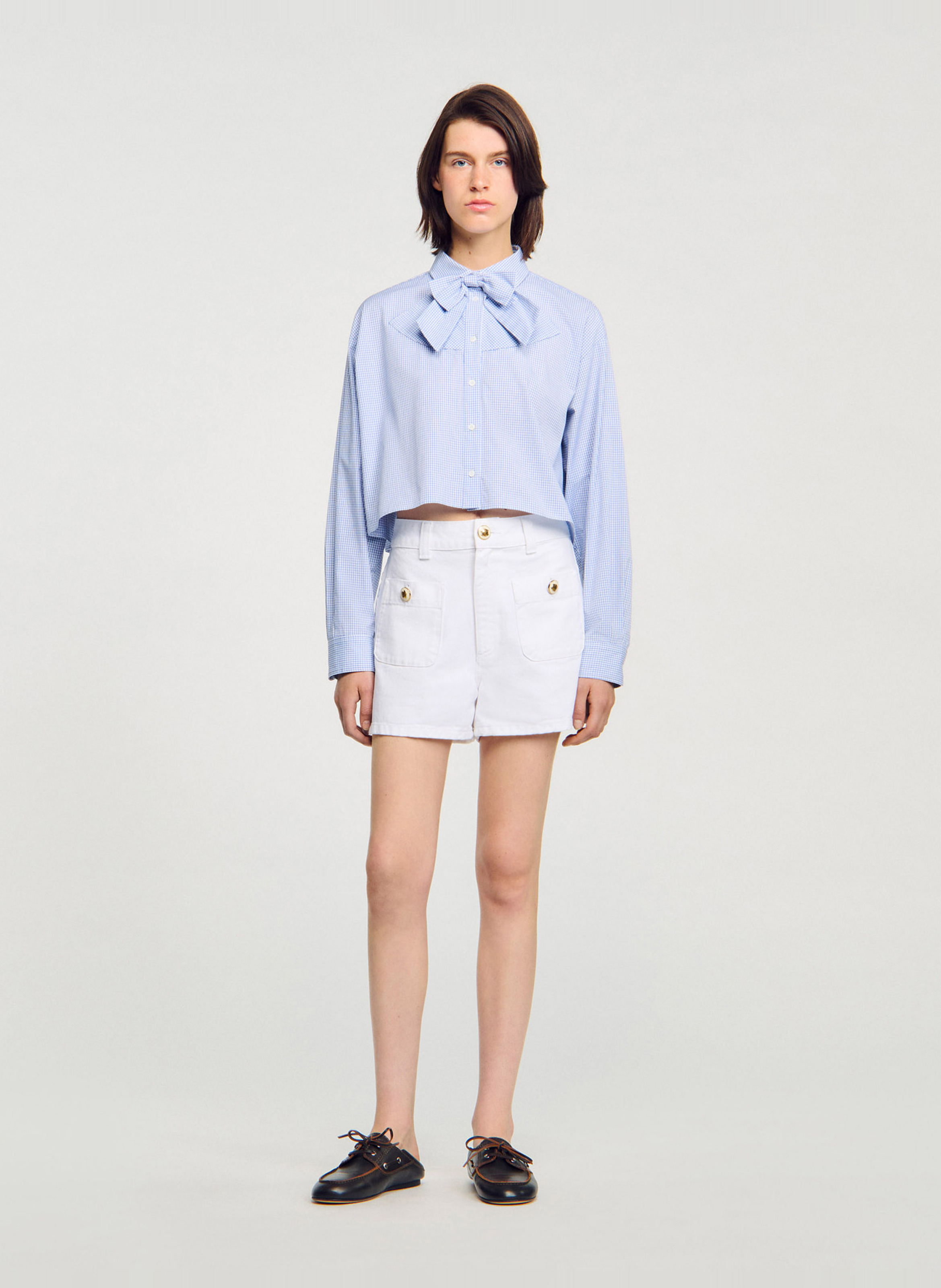 Chemise col classique manches contrastantes en coton SANDRO Blue