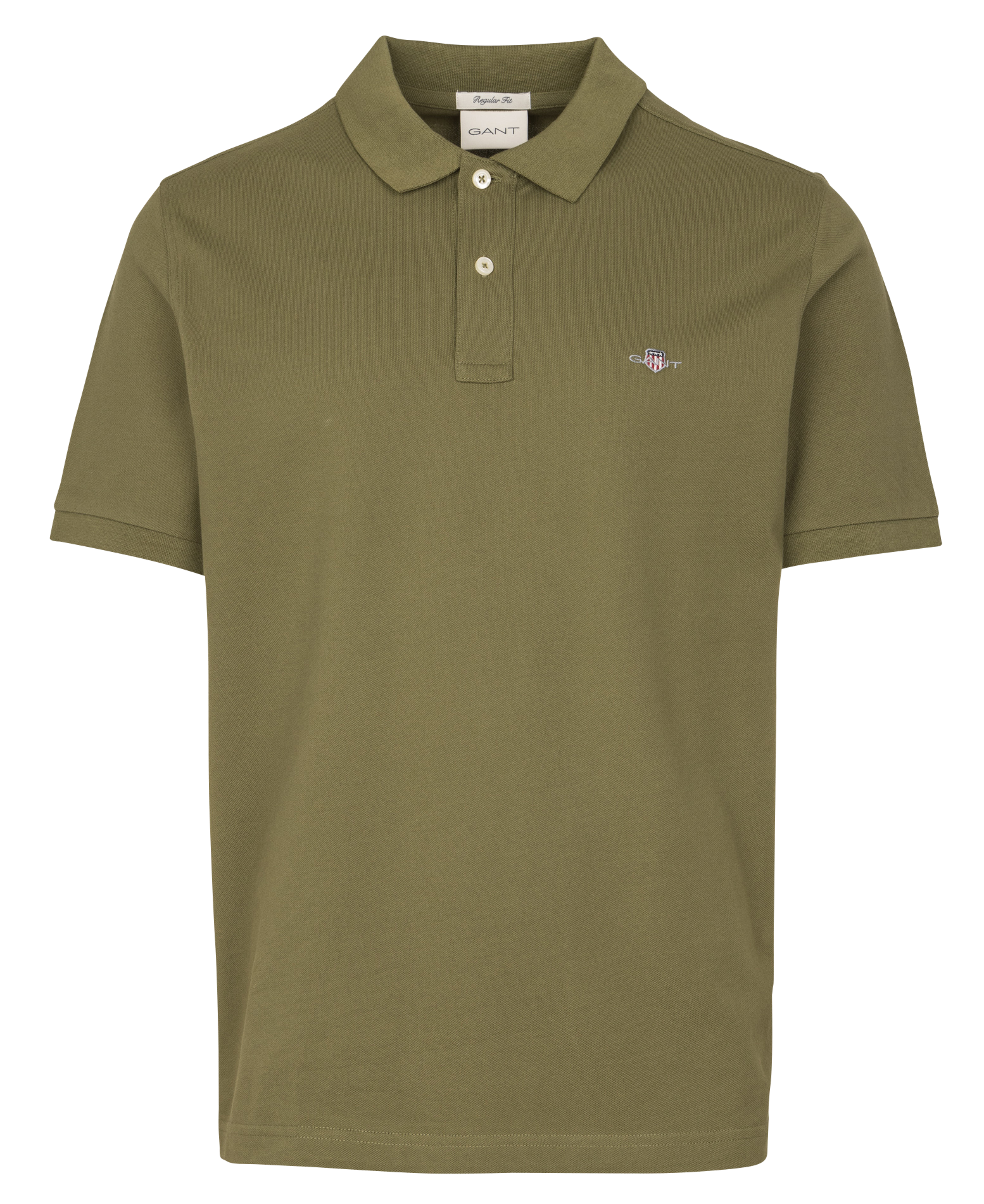 Straight cotton polo shirt with classic collar GANT Green