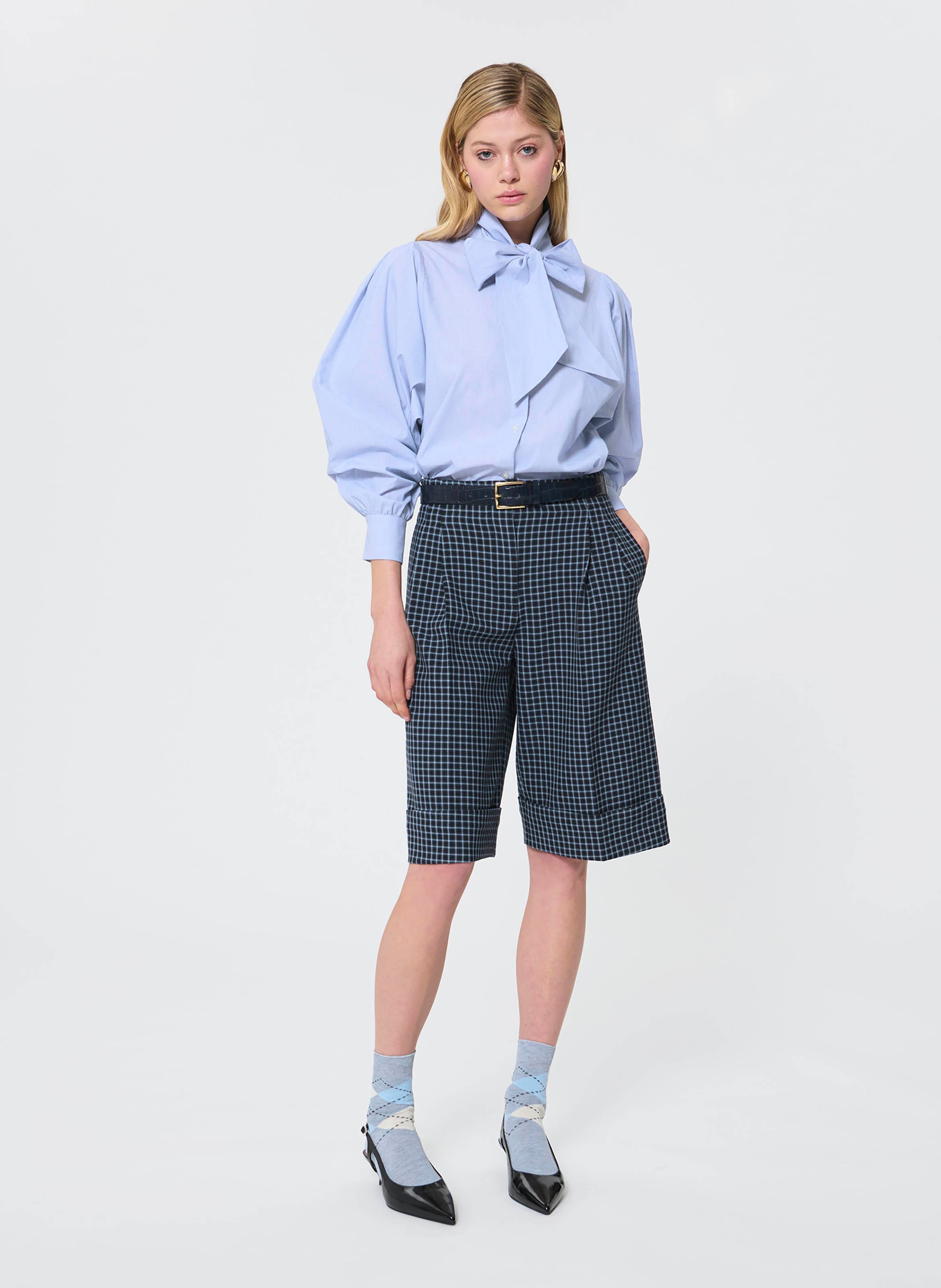 Camicia in cotone con collo a fiocco TARA JARMON Blu