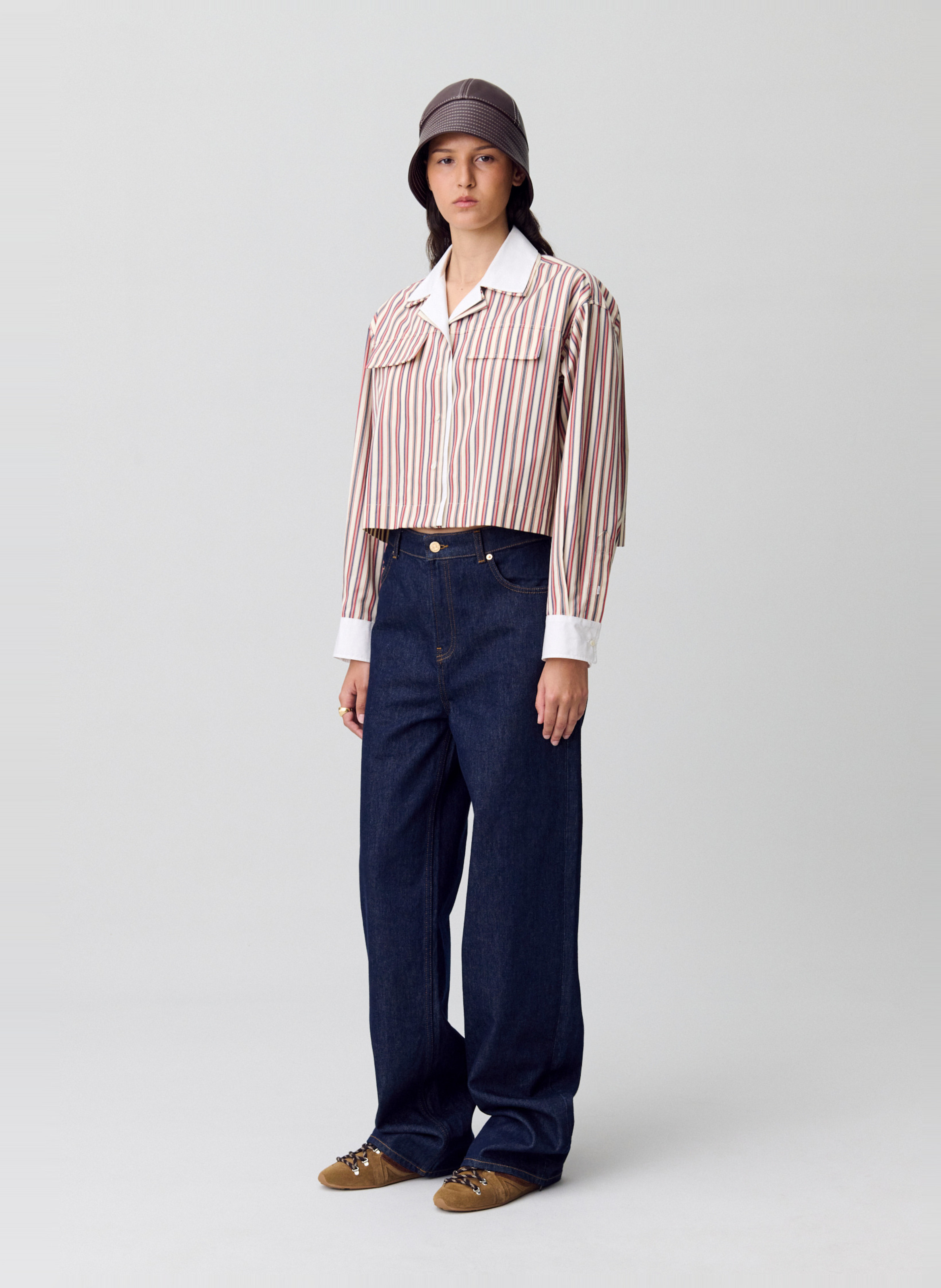 Cotton canvas shirt with tailored collar CLAUDIE PIERLOT Multicolored