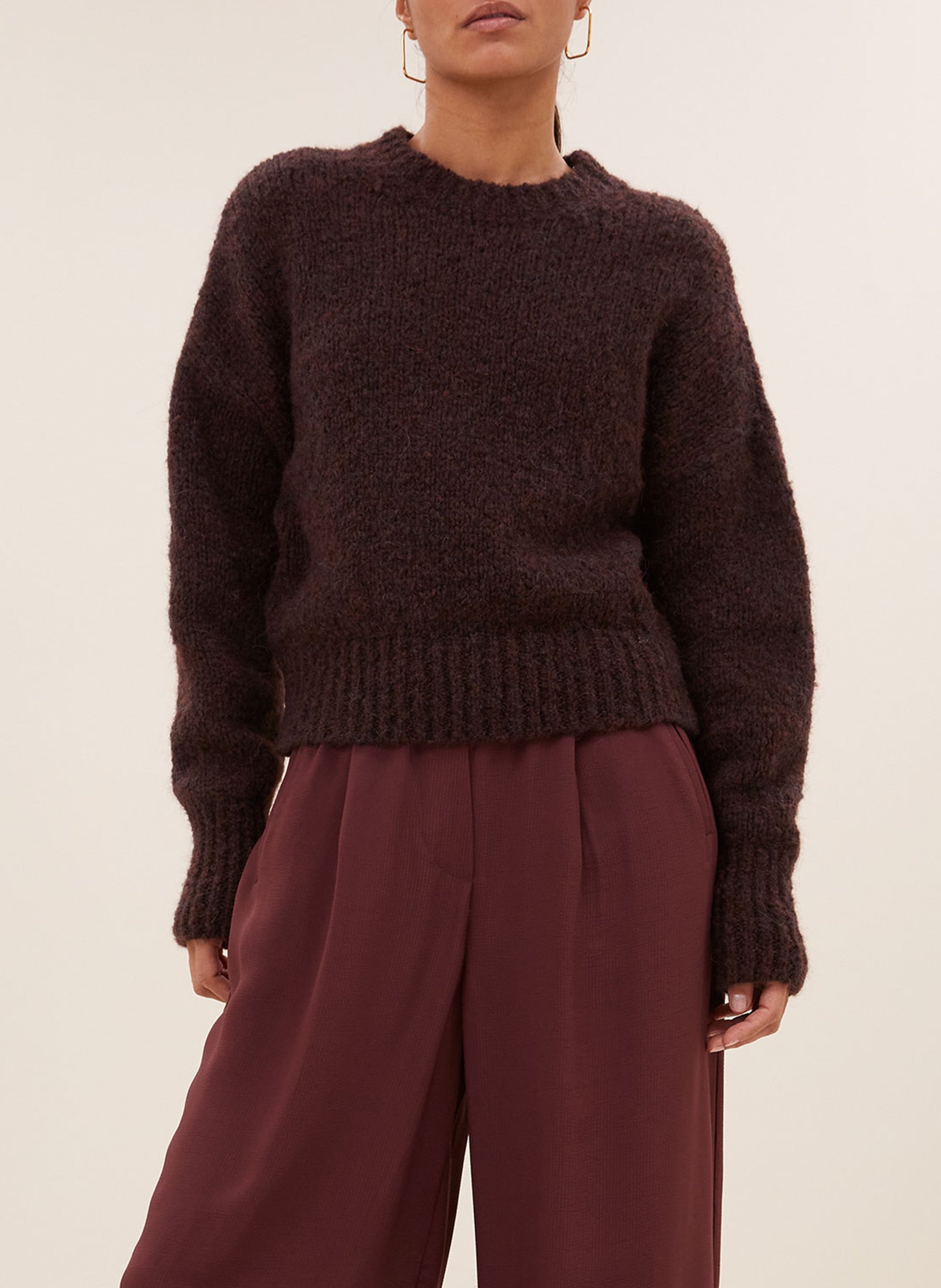 Rechte trui van gemengde wol BY BAR Bruin