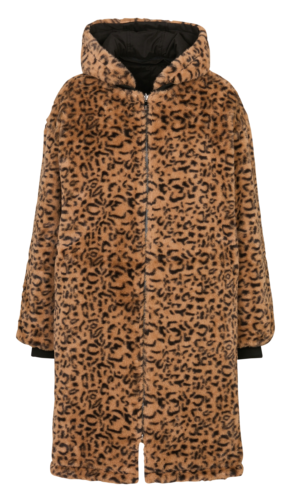 Long reversible hooded coat LA FEE MARABOUTEE Black