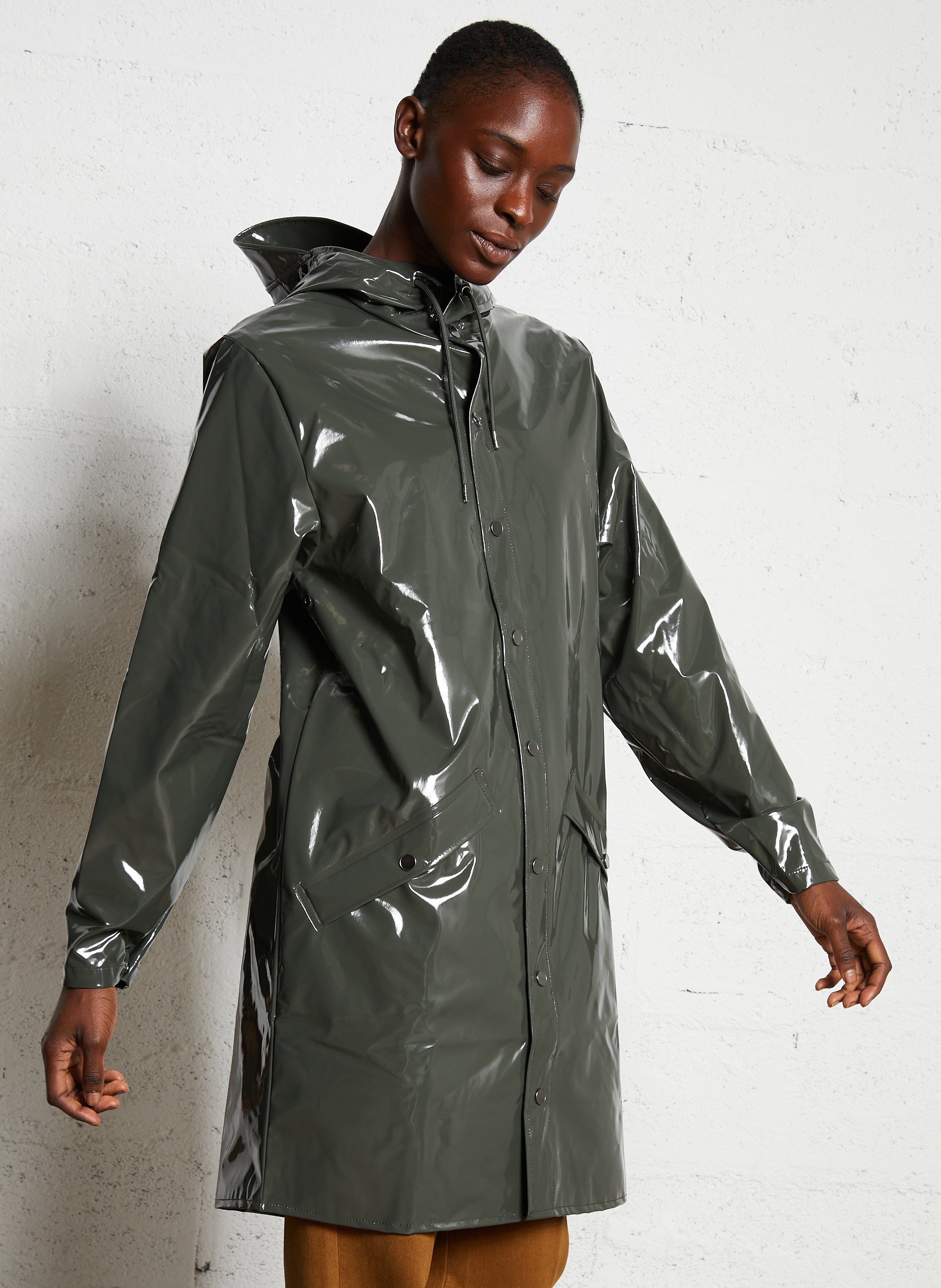 Hooded waterproof windbreaker RAINS Green