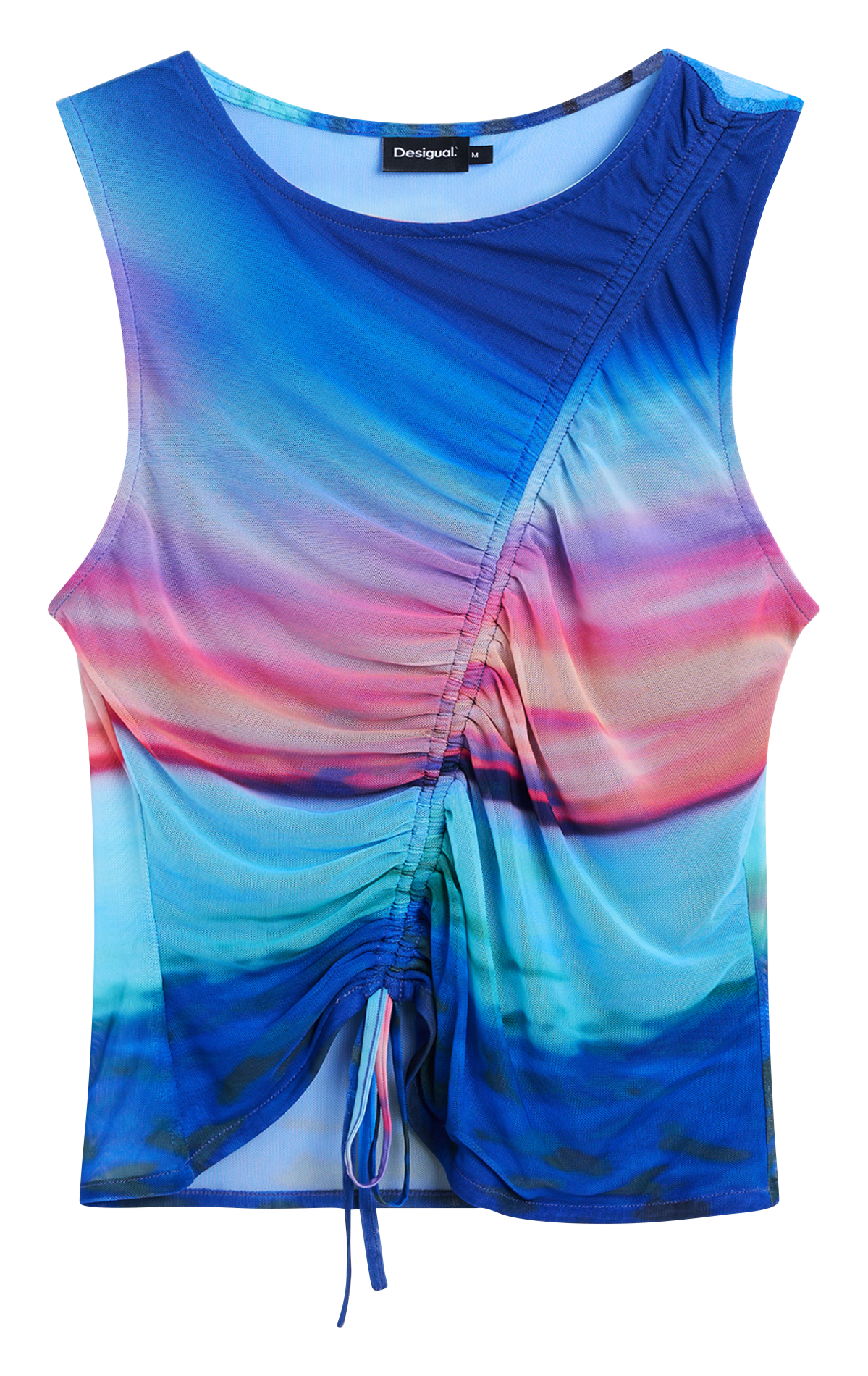 Top court imprimé col rond  DESIGUAL Bleu