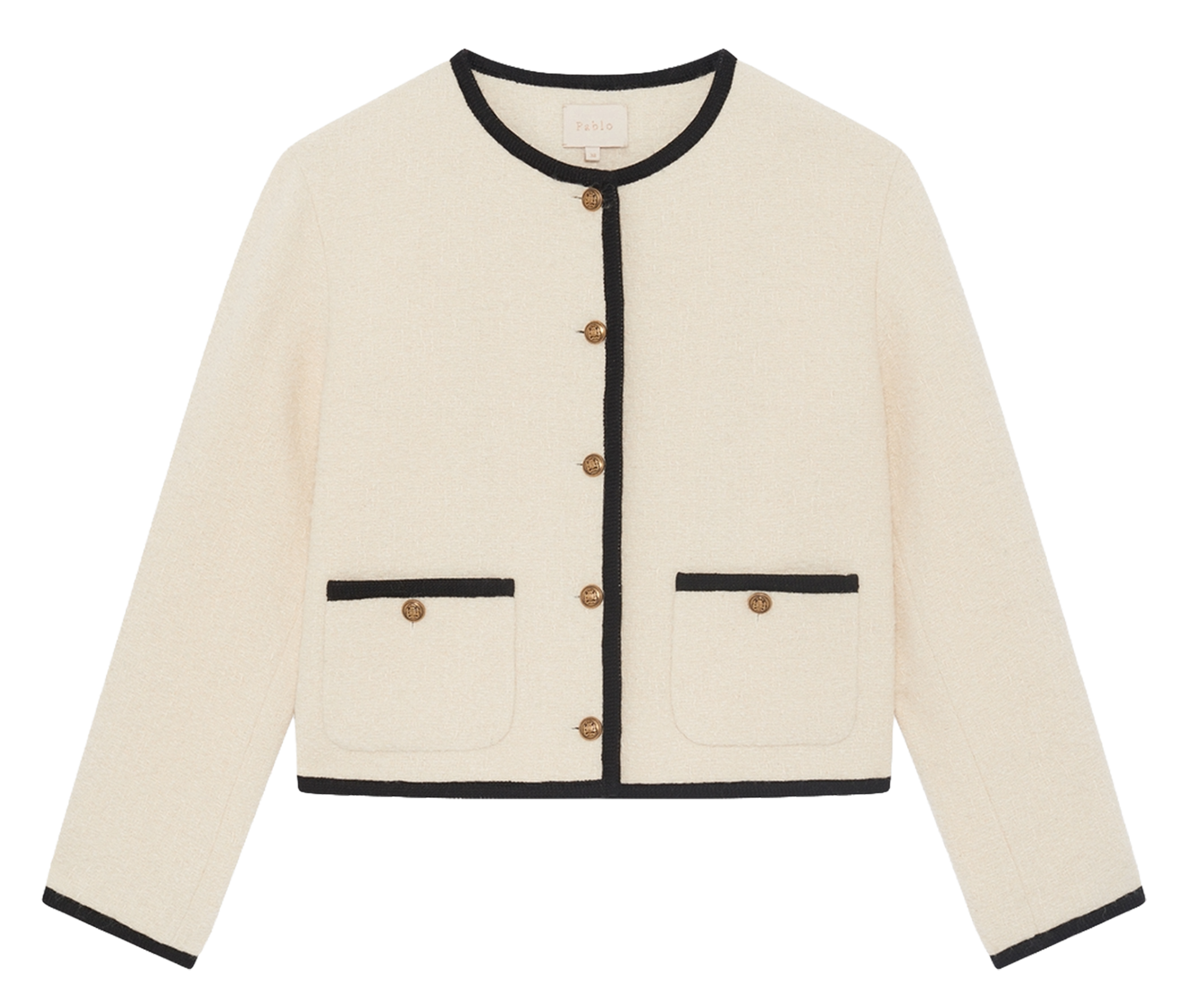 Round neck jacket in mixed cotton and wool PABLO Beige