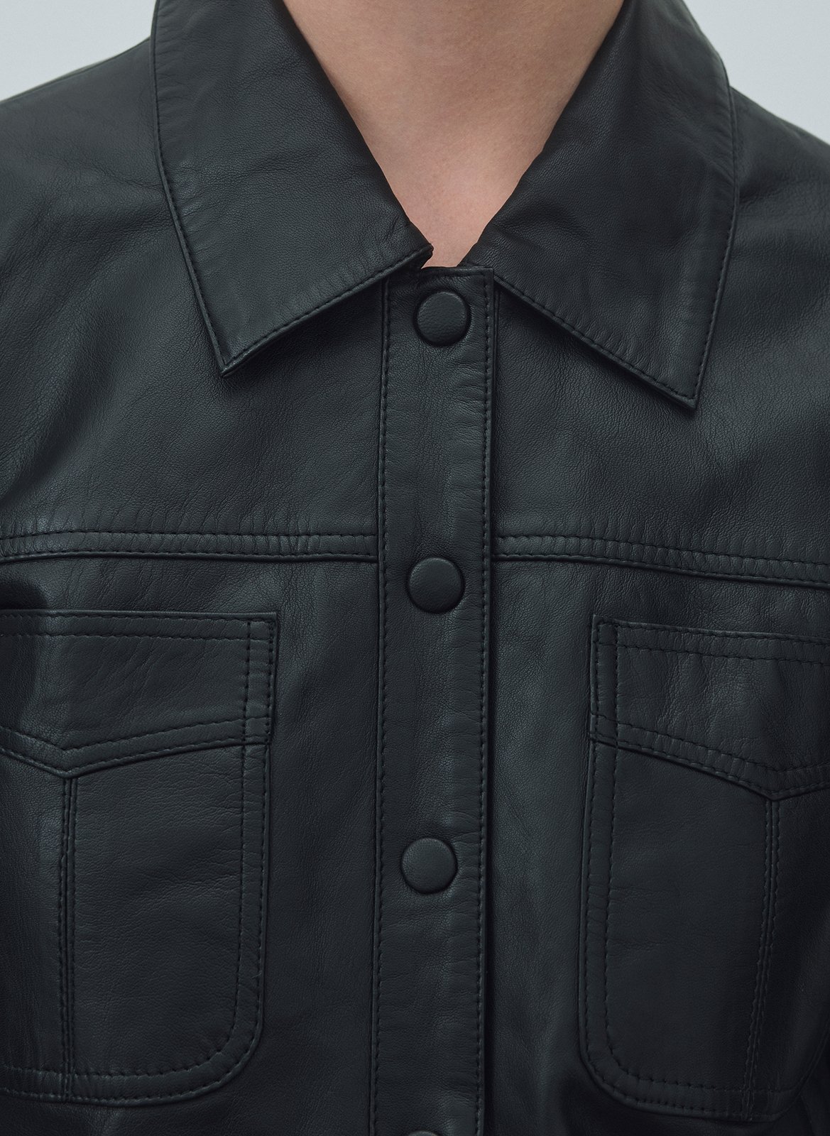 Veste col classique en cuir VILA Noir