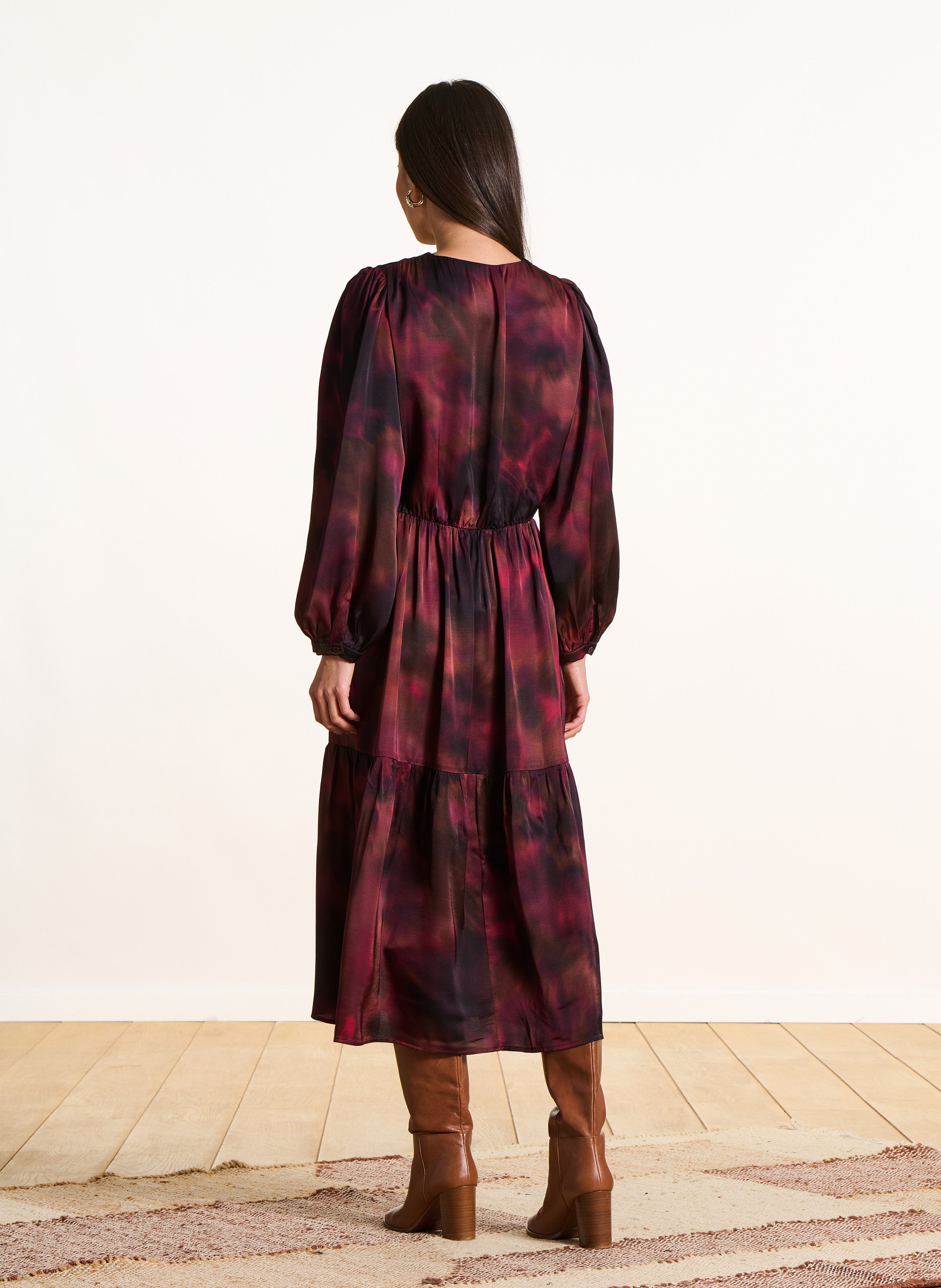 Robe midi col V LA FEE MARABOUTEE Red