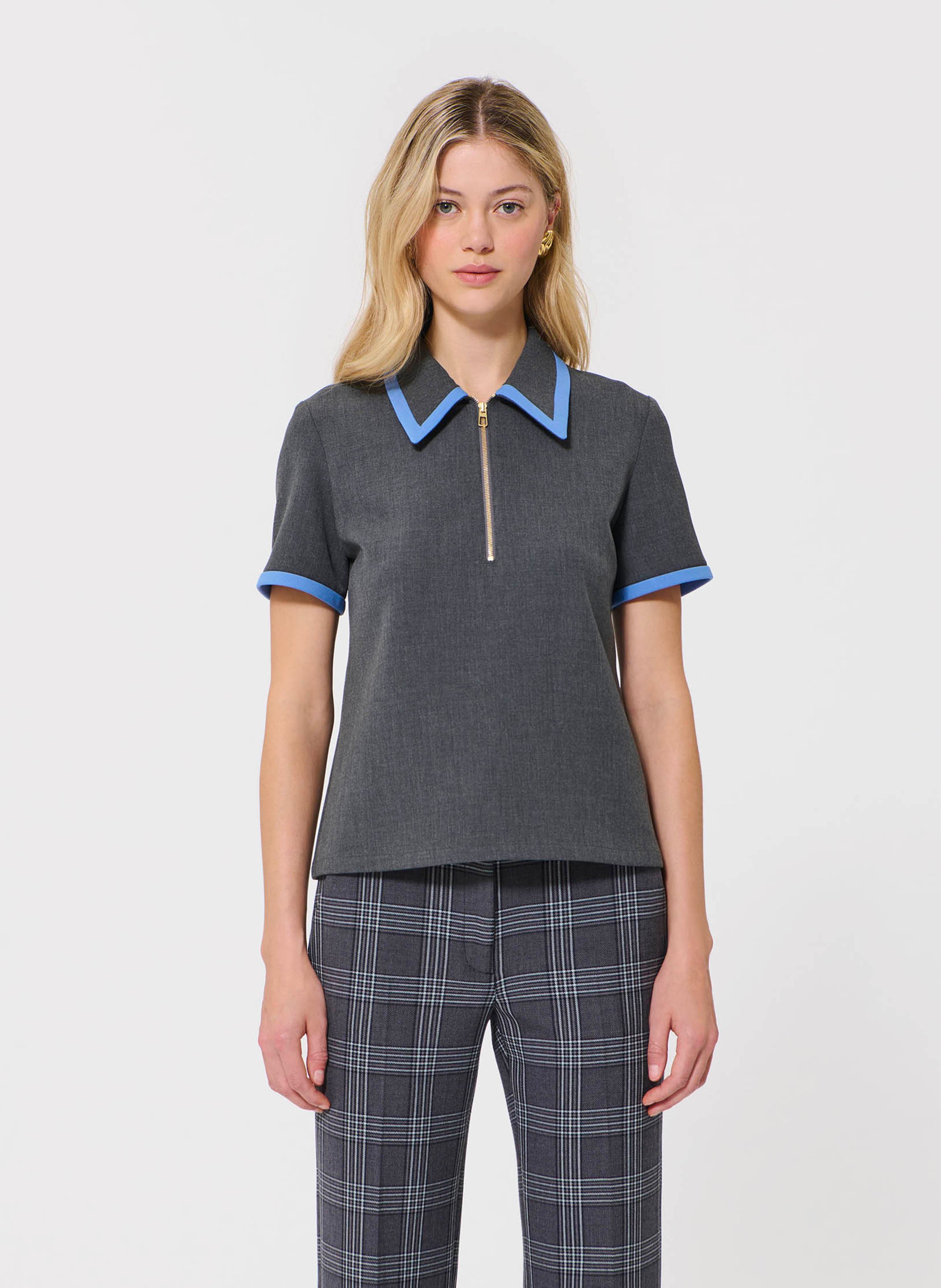 Straight fit classic collar polo TARA JARMON Grey