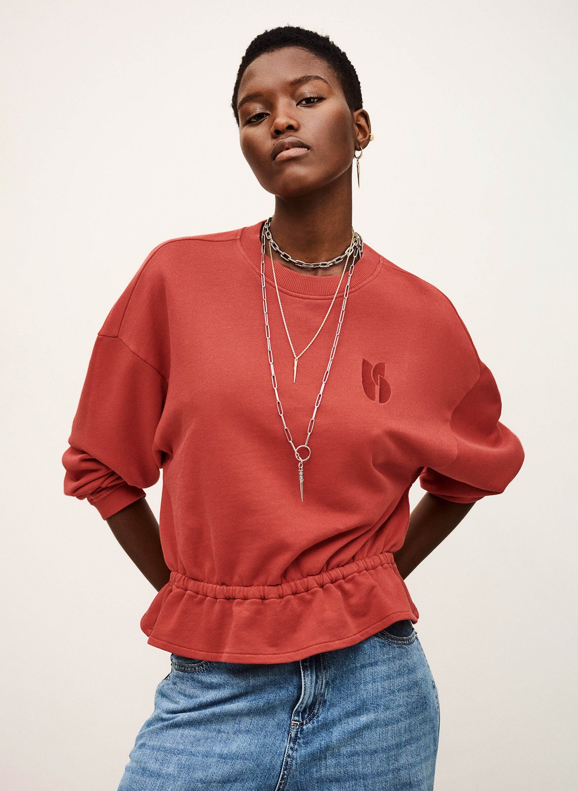 Sweat col rond en coton mélangé BA&SH