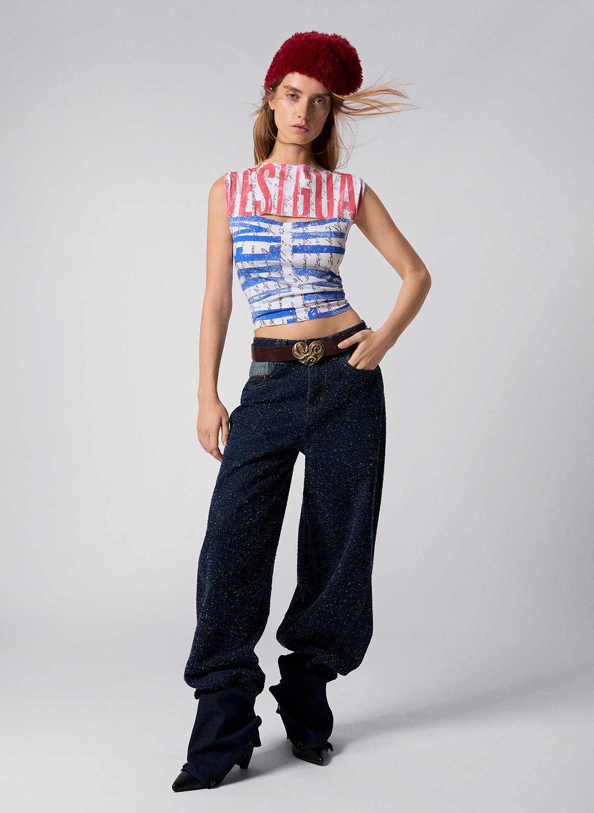 Débardeur ajusté col rond imprimé DESIGUAL Blanc