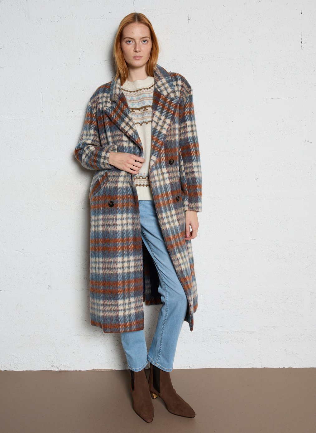 Manteau long oversize à carreaux LA PETITE ETOILE Multicolore