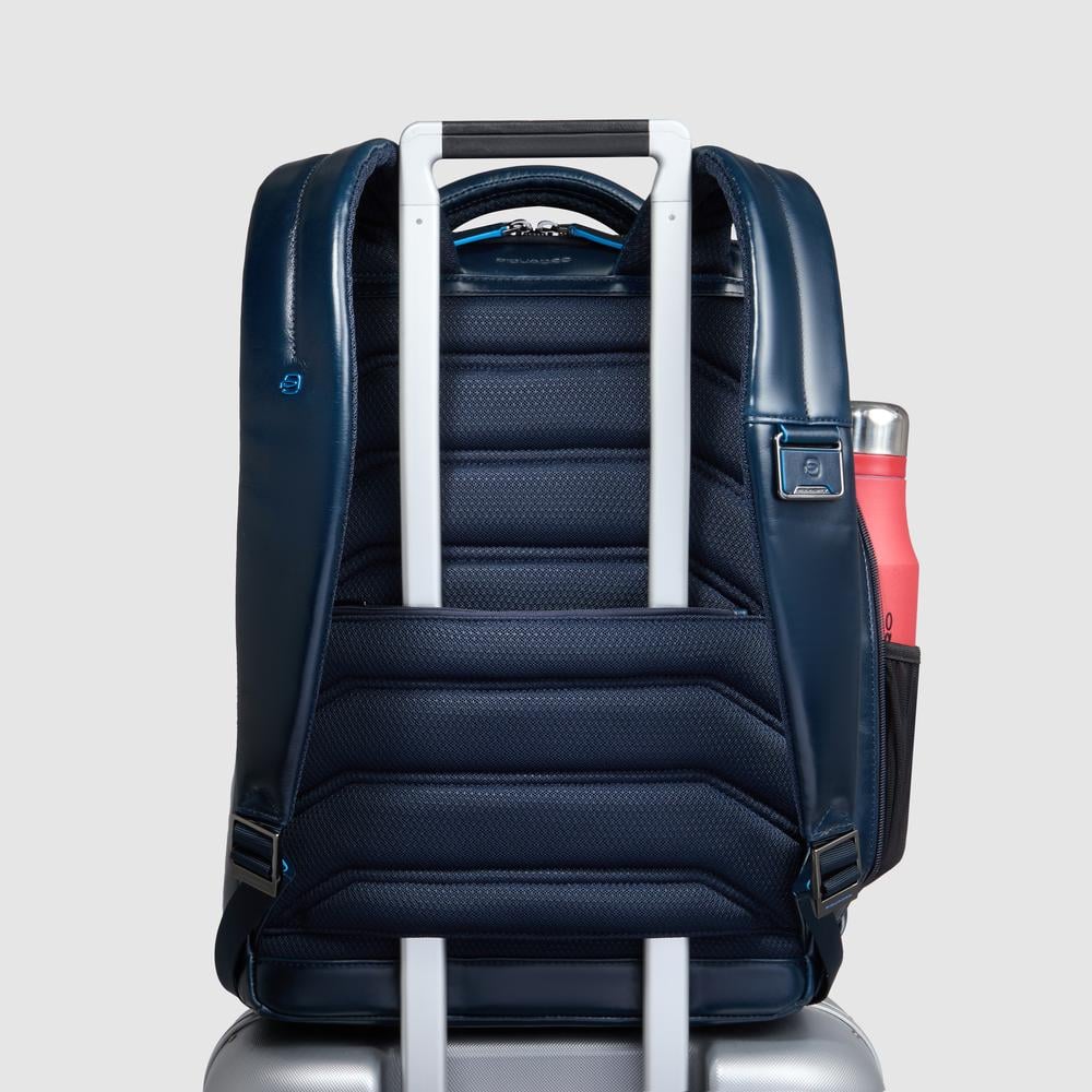 Fast-check travel backpack for computer and iPad® Pro 12.9 with shockproof and RFID protection PIQUADRO Blue
