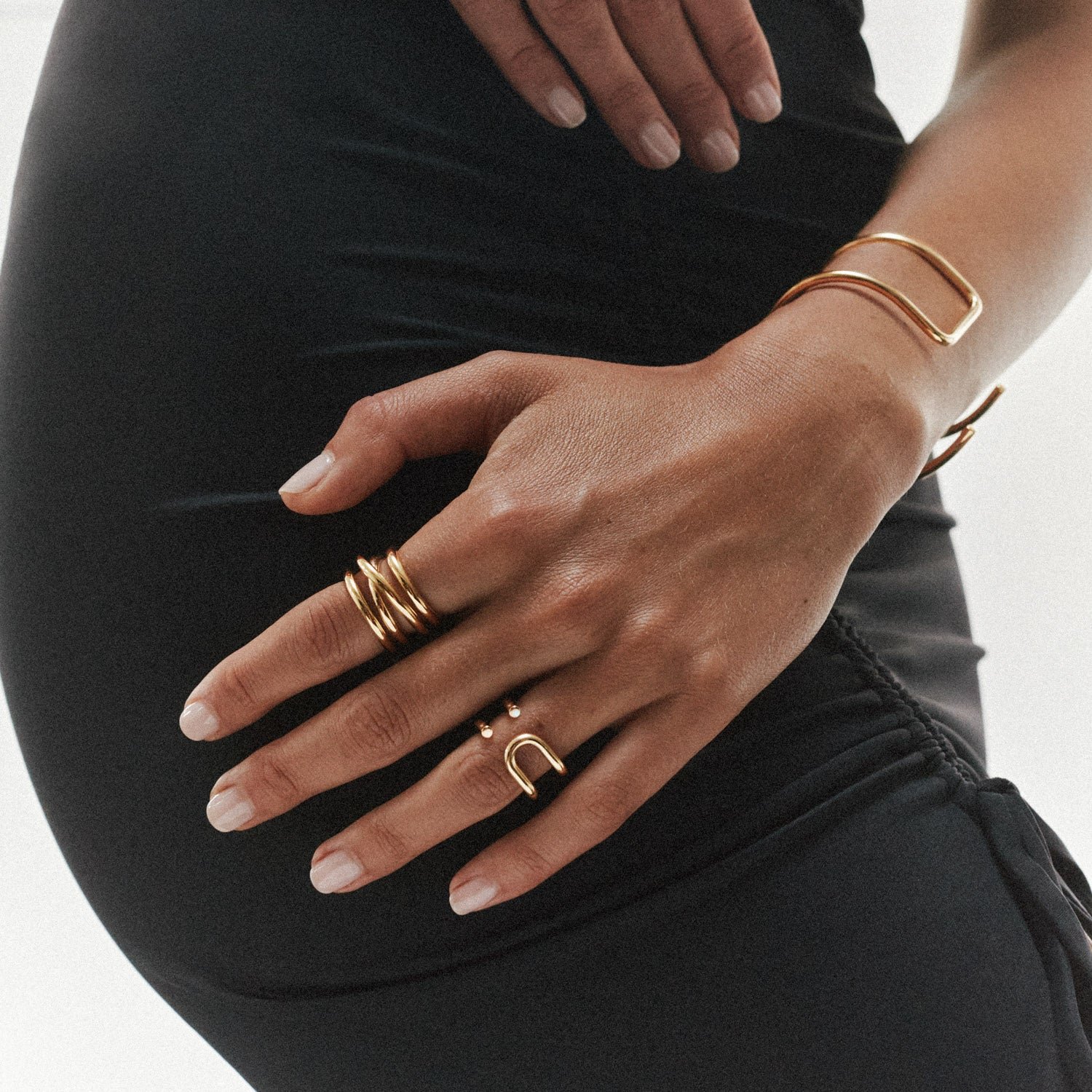 Adjustable reversible ring, recycled silver MAYRENA Golden