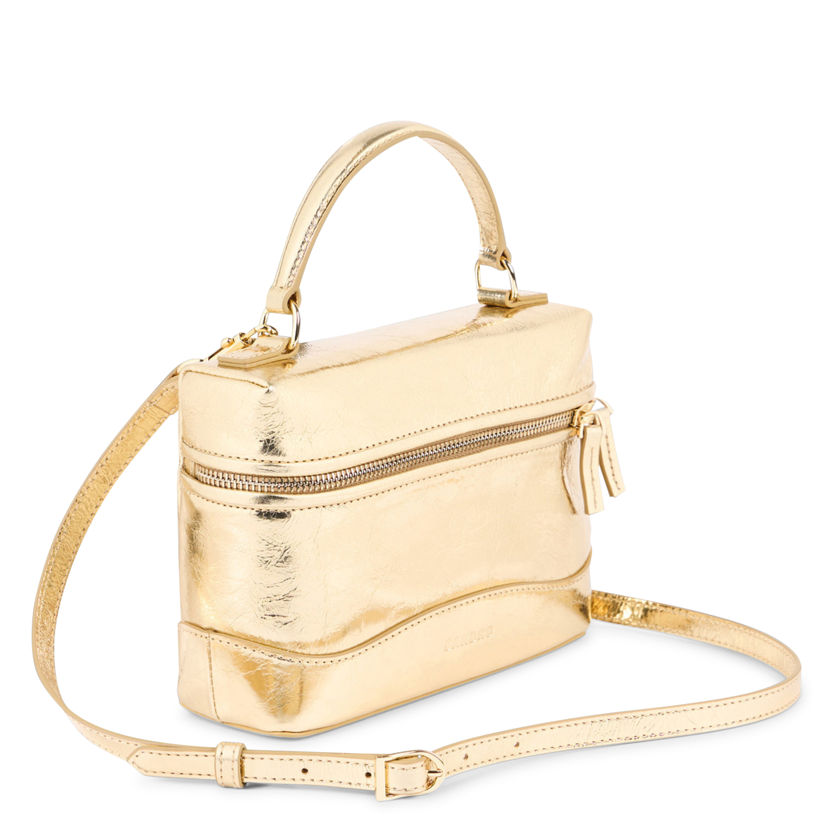 Bolso bandolera de piel brillante SANDRO Dorado