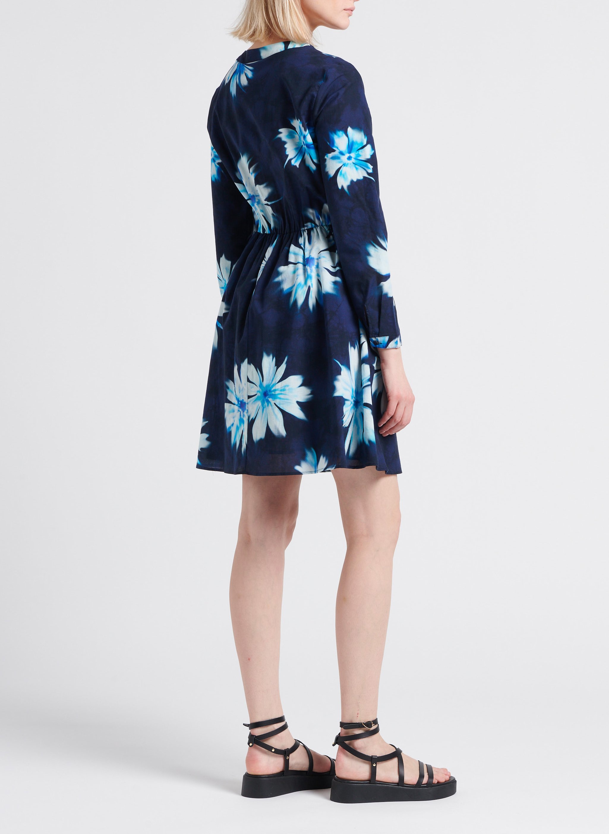 Robe courte col rond imprimé floral PENNYBLACK Bleu